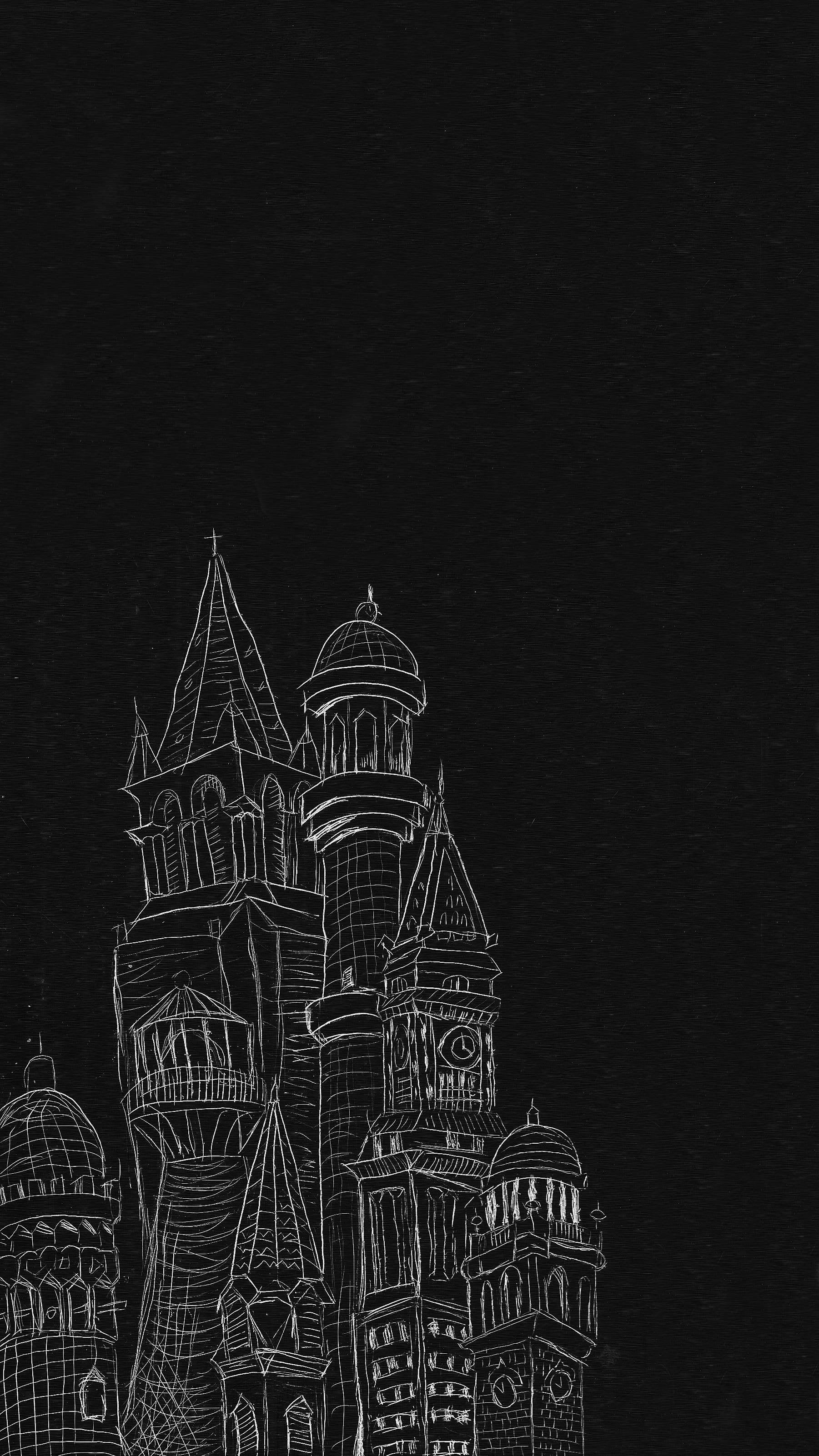 Towers an etching of some real and fake towers and made an iPhone 6 wallpaper out of it