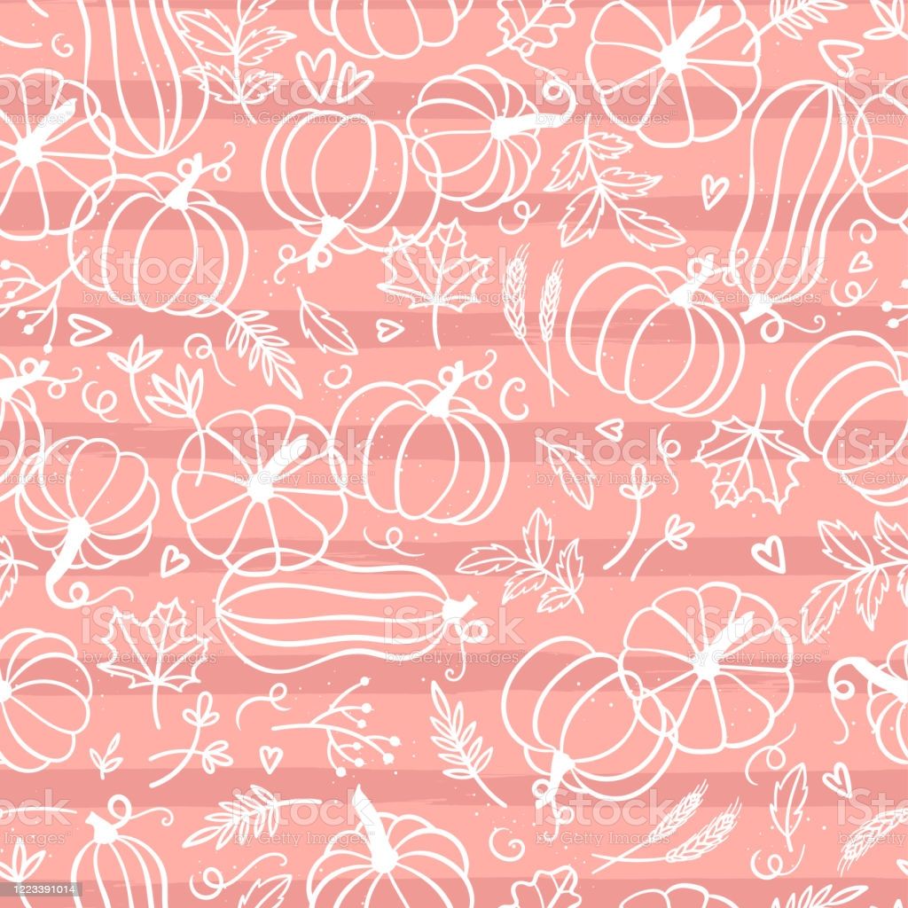 Beautiful Pumpkin Halloween Thanksgiving Seamless Pattern Cute Cartoon Pumpkins Hand Drawn Background Great For Seasonal Textile Prints Holiday Banners Backdrops Or Wallpaper Vector Surface Stock Illustration Image Now