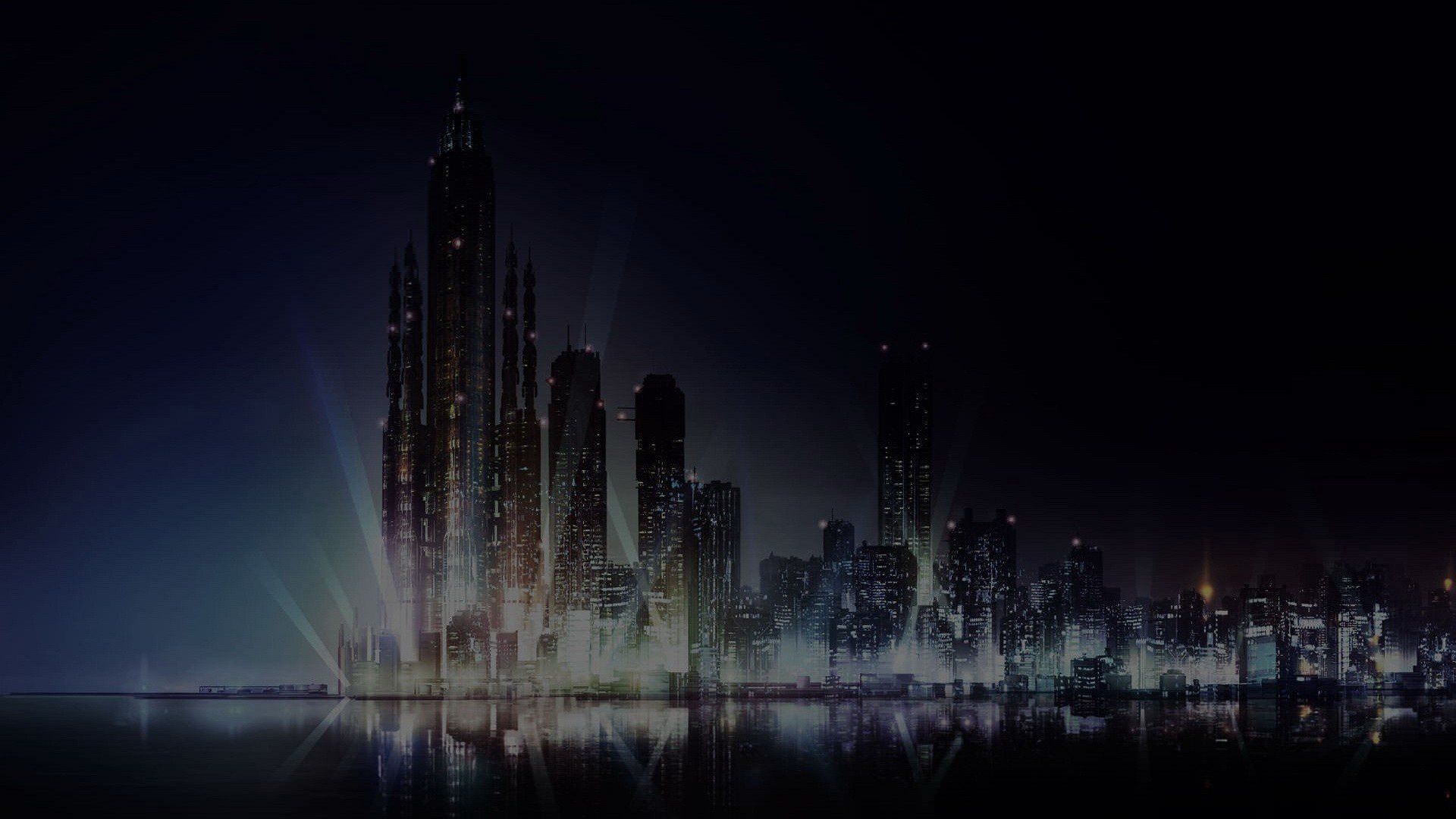 Water Cityscapes Dark Night Lights Buildings Skyscrapers Scenic Anime Reflections Cities Skies Psycho Pass Sea Wallpaperx1080