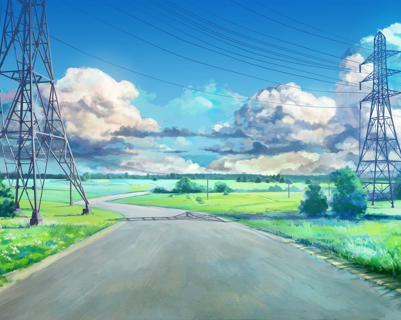 Free download clouds Blue Green ArseniXC Anime Landscape Road Power Lines [1920x1080] for your Desktop, Mobile & Tablet. Explore Blue Green Summer Wallpaper. Blue Green Summer Wallpaper, Green