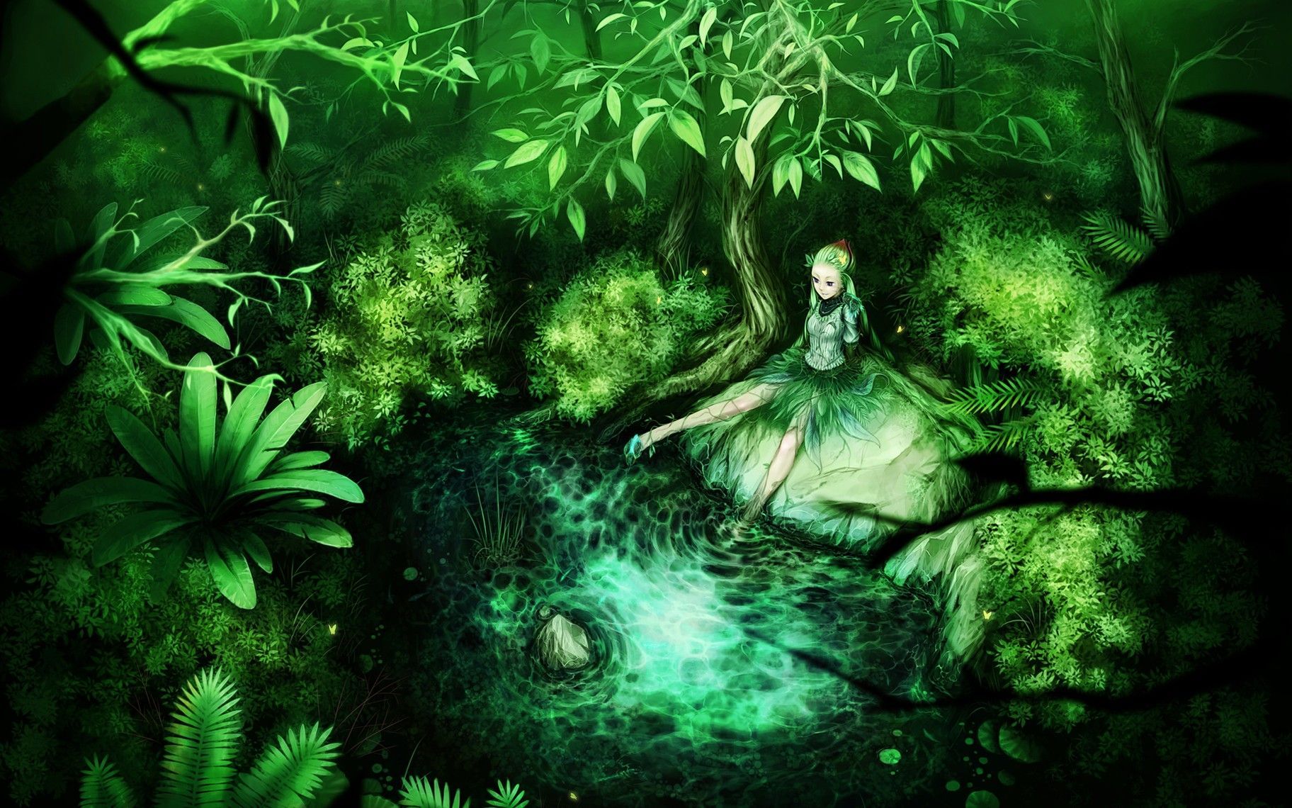 Download Forest Of Trees Green Anime Aesthetic Wallpaper  Wallpaperscom