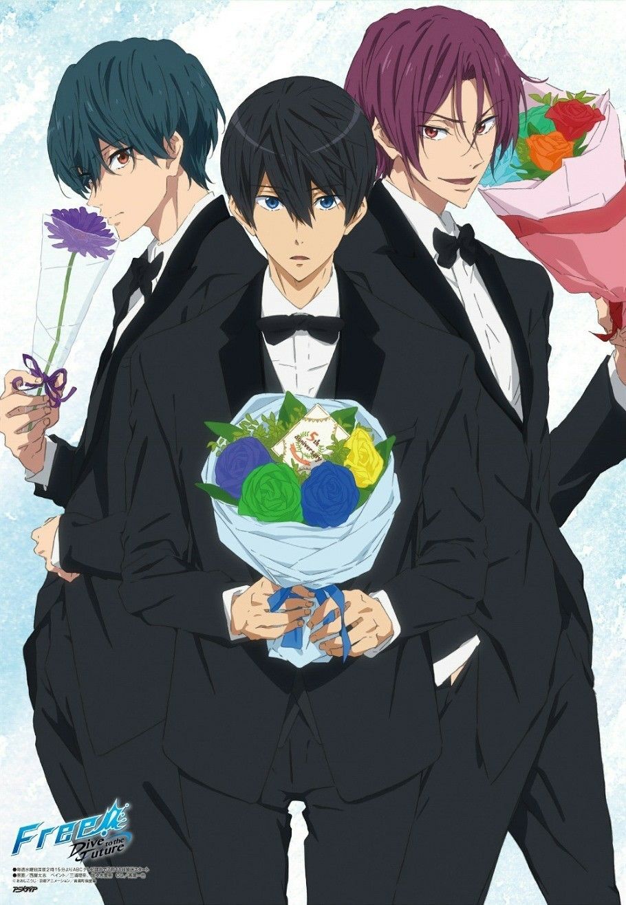 Free! Dive to the Future.. Haru, Rin, and Ikuya. Animé gratis, Anime bonito, Personajes de anime