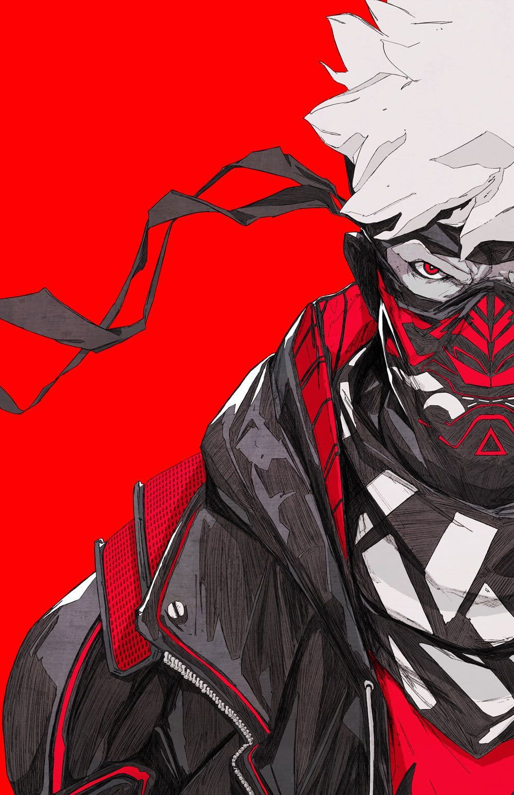 Chun Lo #artwork #illustration digital art #mask #warrior #cyberpunk oni mask #Japan red background #sketches D. Ninja art, Samurai art, Anime character design