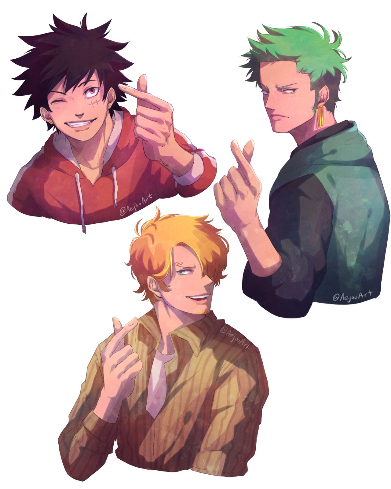 finger heart thing. One piece image, One piece funny, One piece drawing