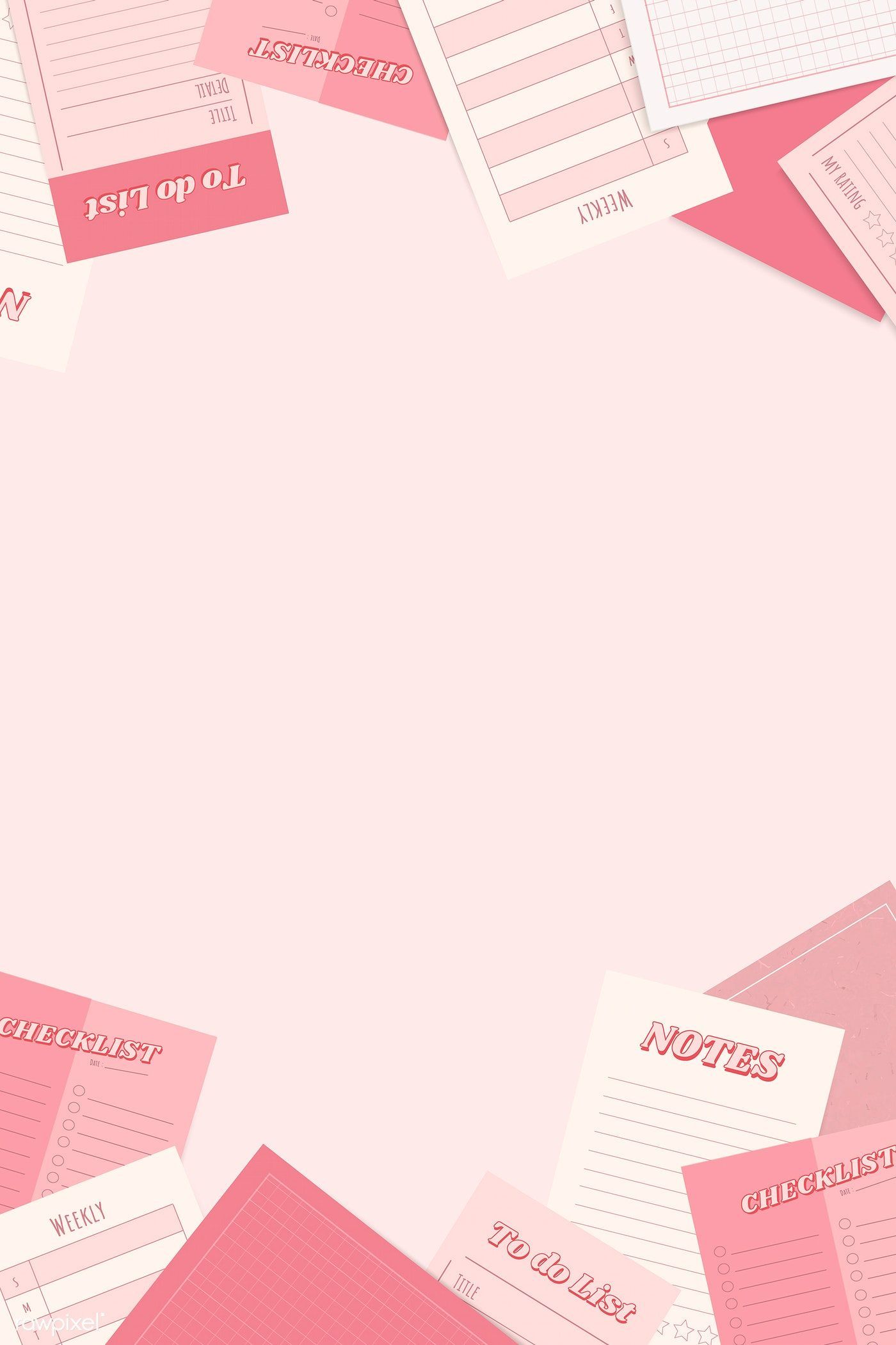 Download premium vector of Pink notepad planner set vector 1209404. Planner set, Powerpoint background design, Pink notepad
