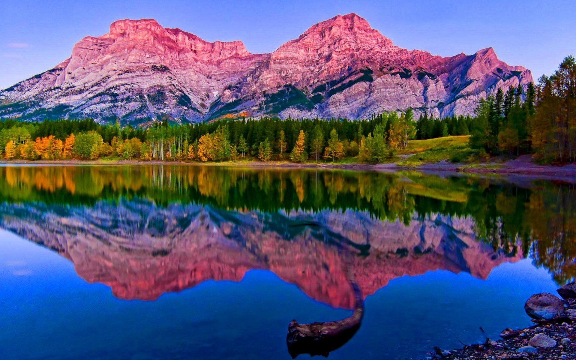 Mountain Nature Landscape Cloud Lake Tree Reflection Picture Of Rocky Mountains HD Wallpaper
