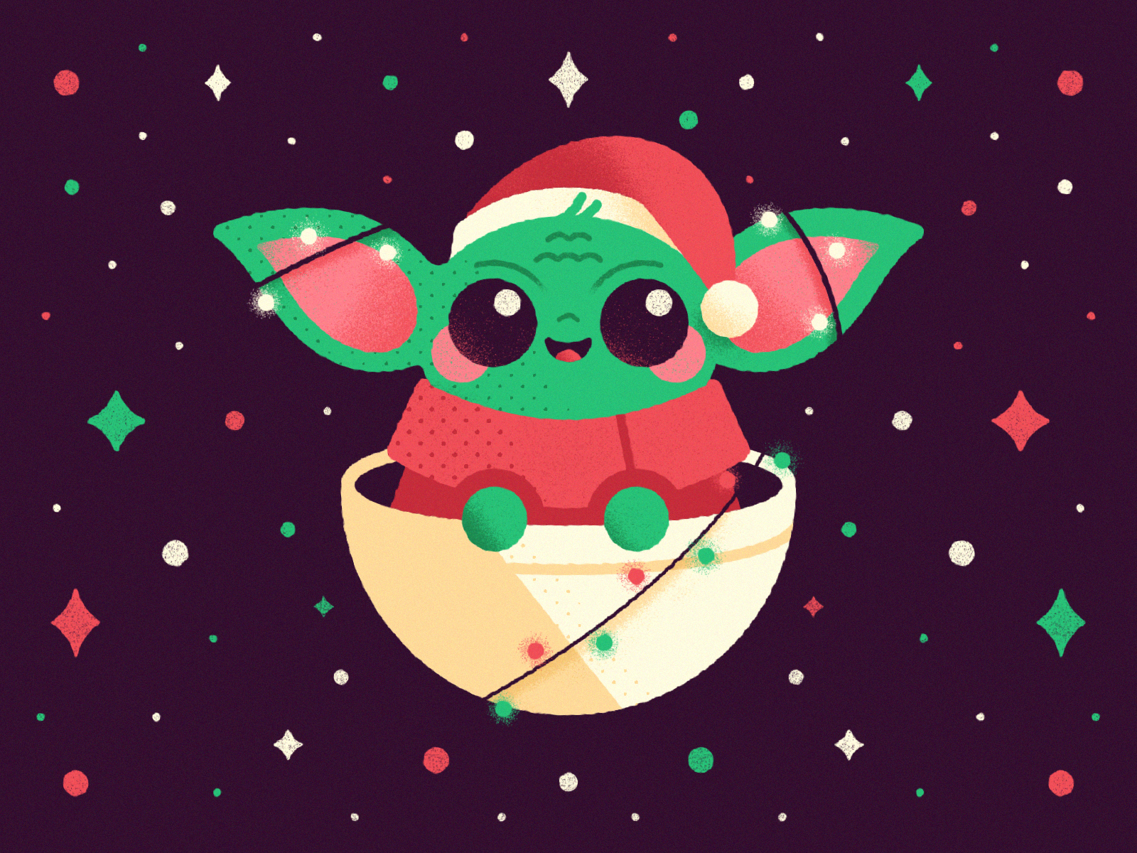 Cute Baby Yoda Christmas Wallpaper