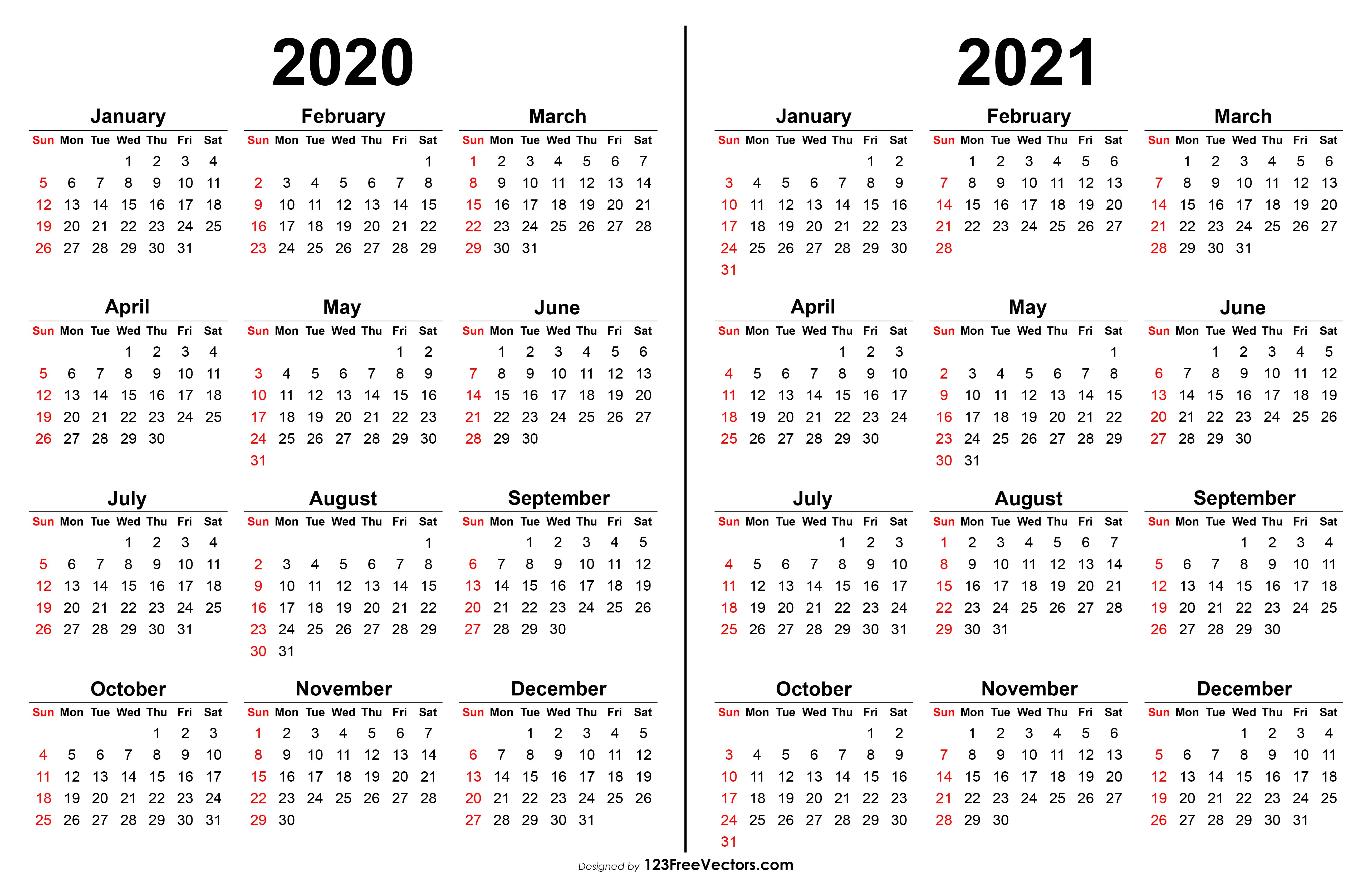 Free 2020 2021 Calendar