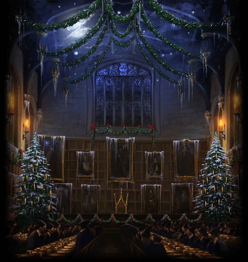 Pottermore Background: Great Hall at Christmas. Hogwarts christmas, Harry potter christmas, Harry potter anime