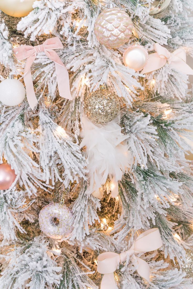 Blush and Gold Feminine Christmas Tree. Rose gold christmas, Pink christmas decorations, Gold christmas tree