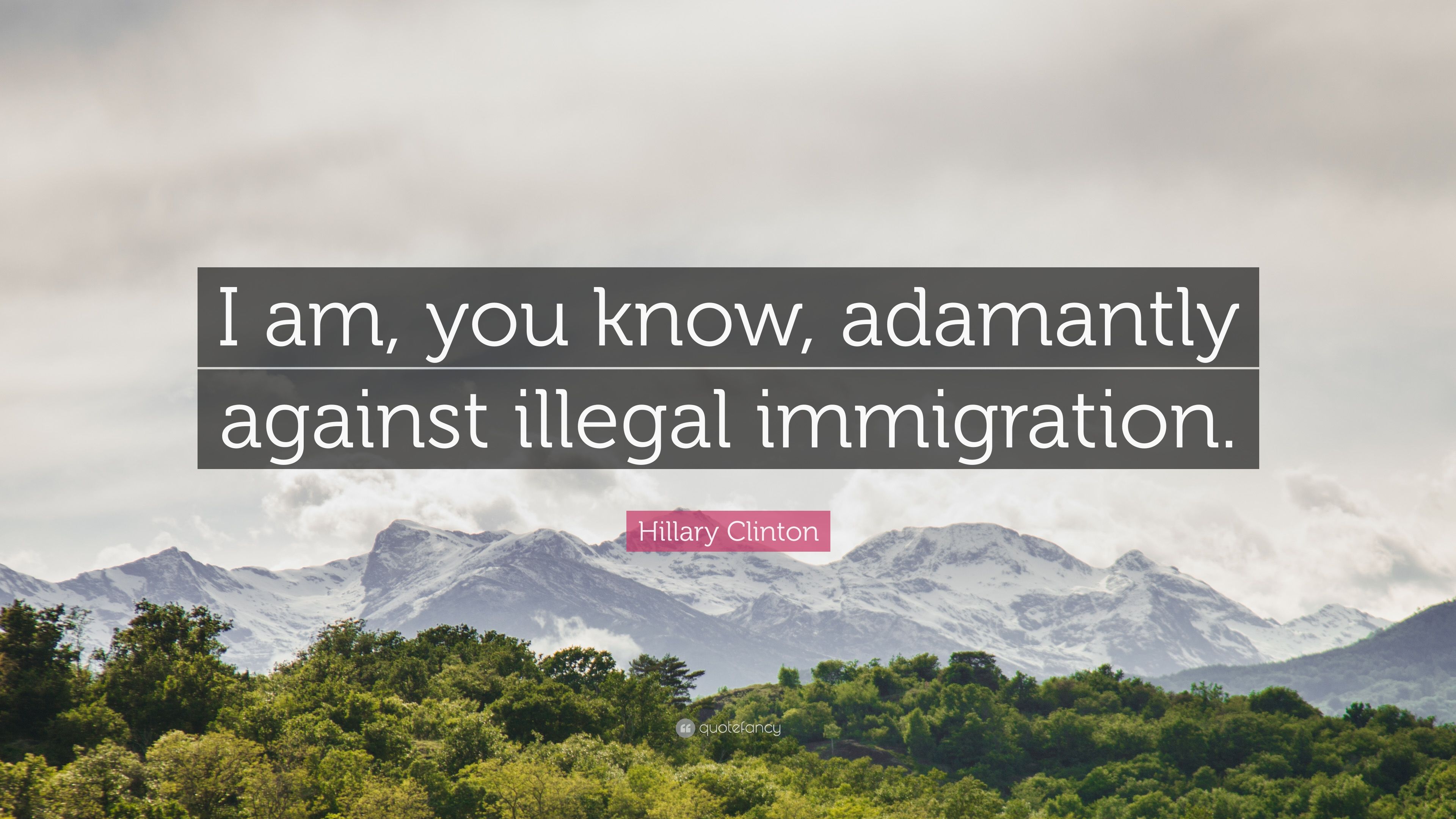 Hillary Clinton Quote: “I am, you know, adamantly against illegal immigration.” (7 wallpaper)