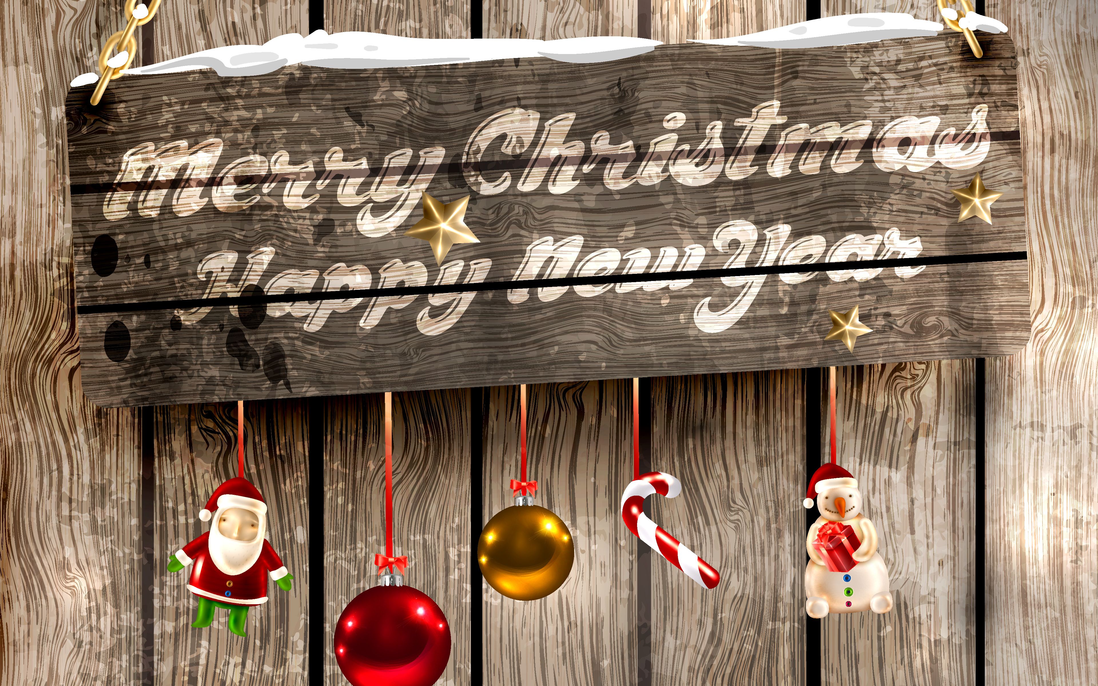 Download wallpapers Merry Christmas, 4k, wooden board, christmas decoration...