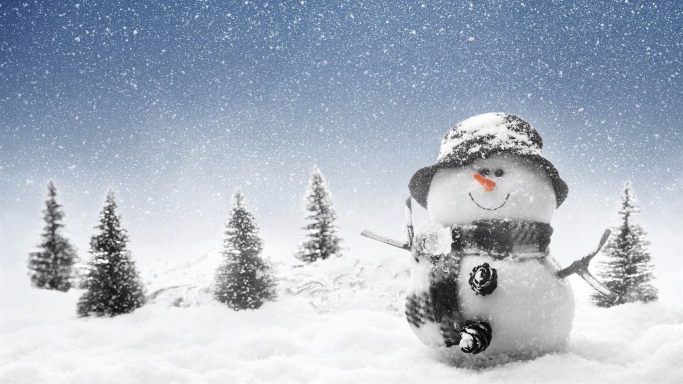 Aesthetic Cute Snowman Christmas HD Computer Wallpaper