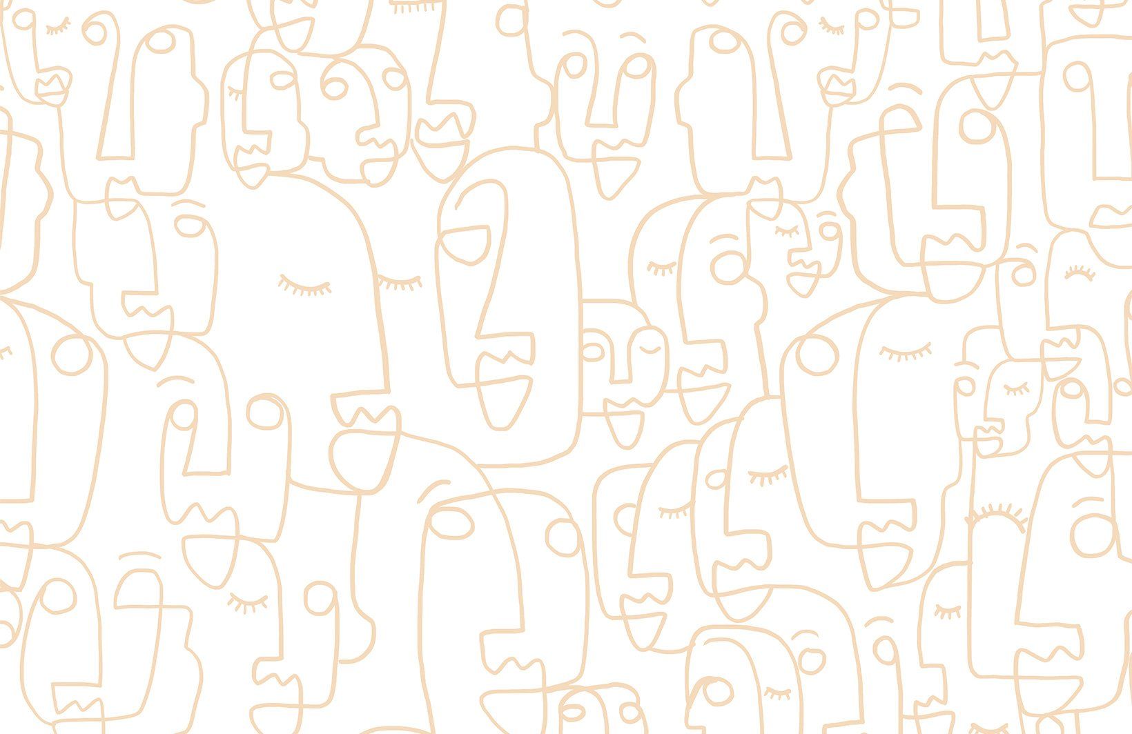 Nude Large Line Drawing Face Wallpaper Mural