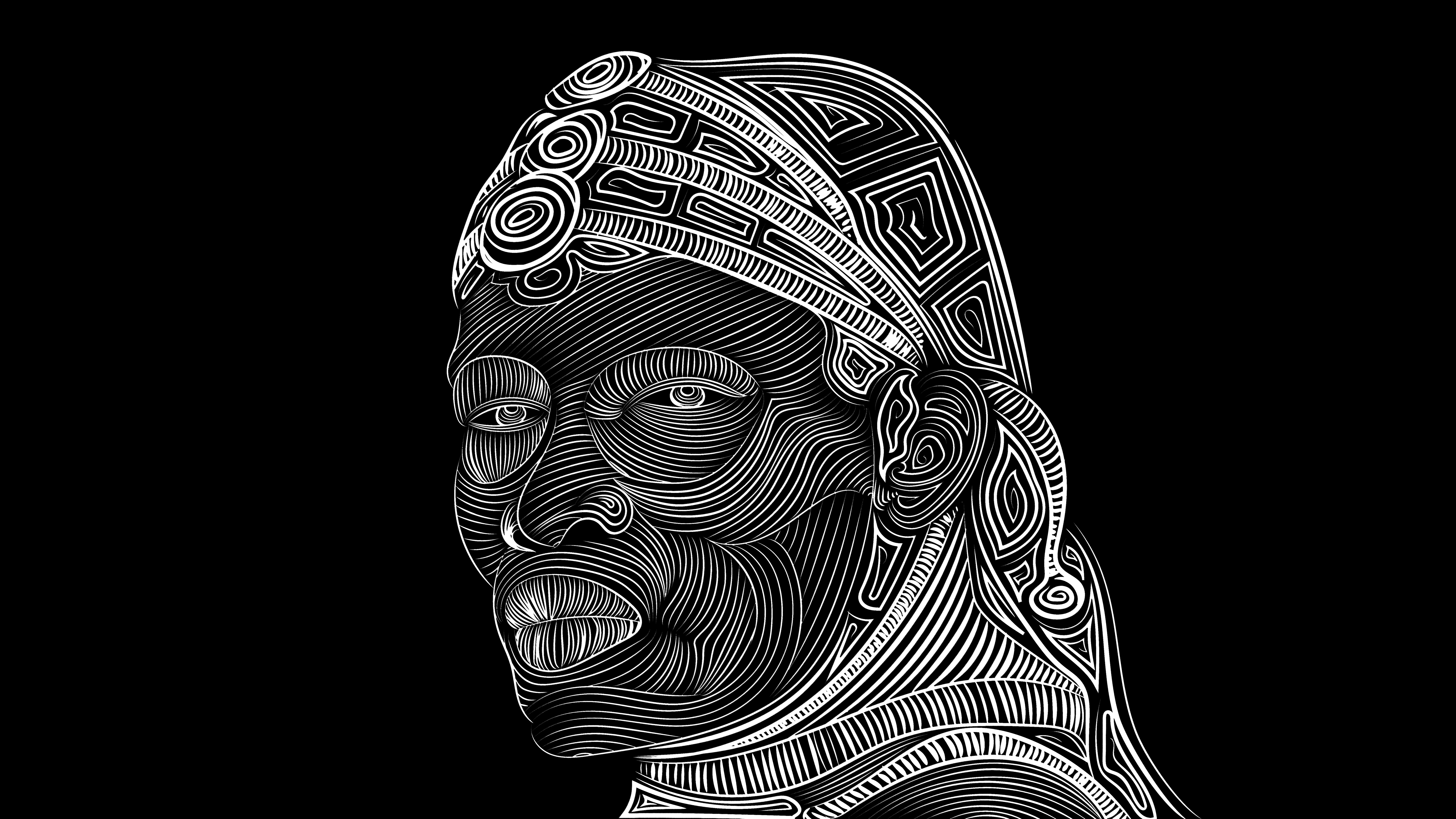 Vector Line Art Drawing Black Wallpaper:8000x4500