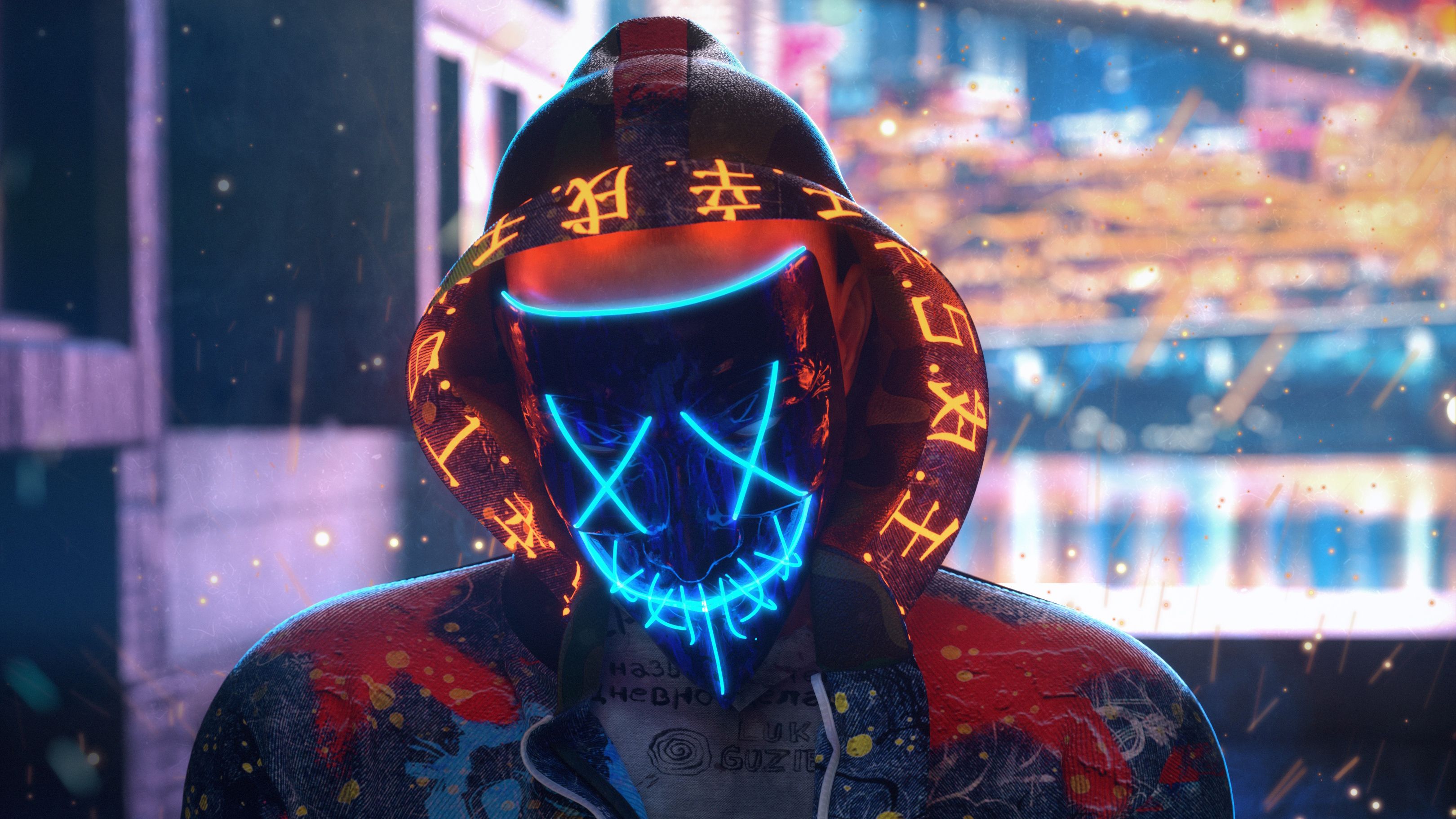 Mask Neon Guy Making Chakra 4k 2048x1152 Resolution HD 4k Wallpaper, Image, Background, Photo and Picture