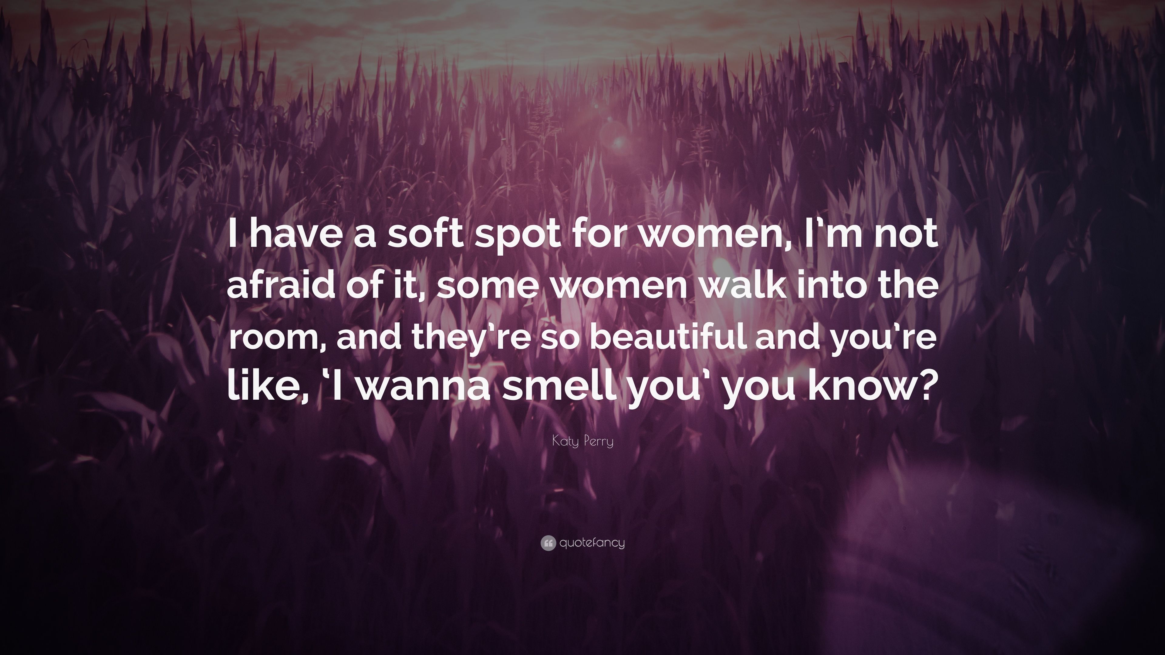 Katy Perry Quote: “I have a soft spot for women, I'm not afraid of it, some women walk into the room, and they're so beautiful and you're l.” (7 wallpaper)