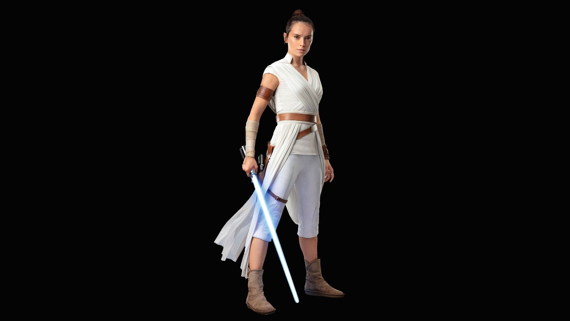 Rey 4K Wallpaper, Daisy Ridley, Star Wars: The Rise of Skywalker, Black background, 5K, 8K, Movies