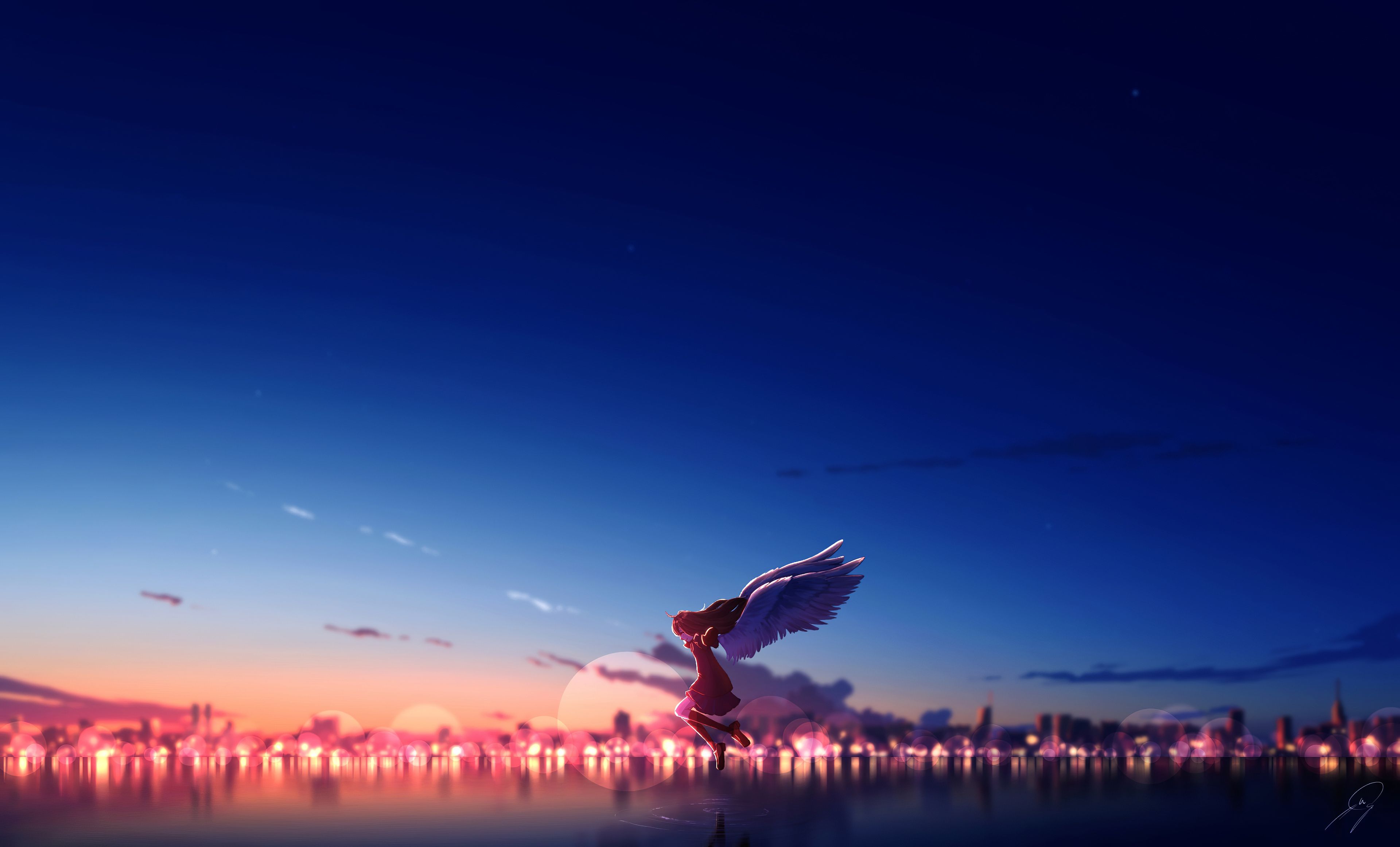 Anime Girl Angel Sky 4k 1440P Resolution HD 4k Wallpaper, Image, Background, Photo and Picture