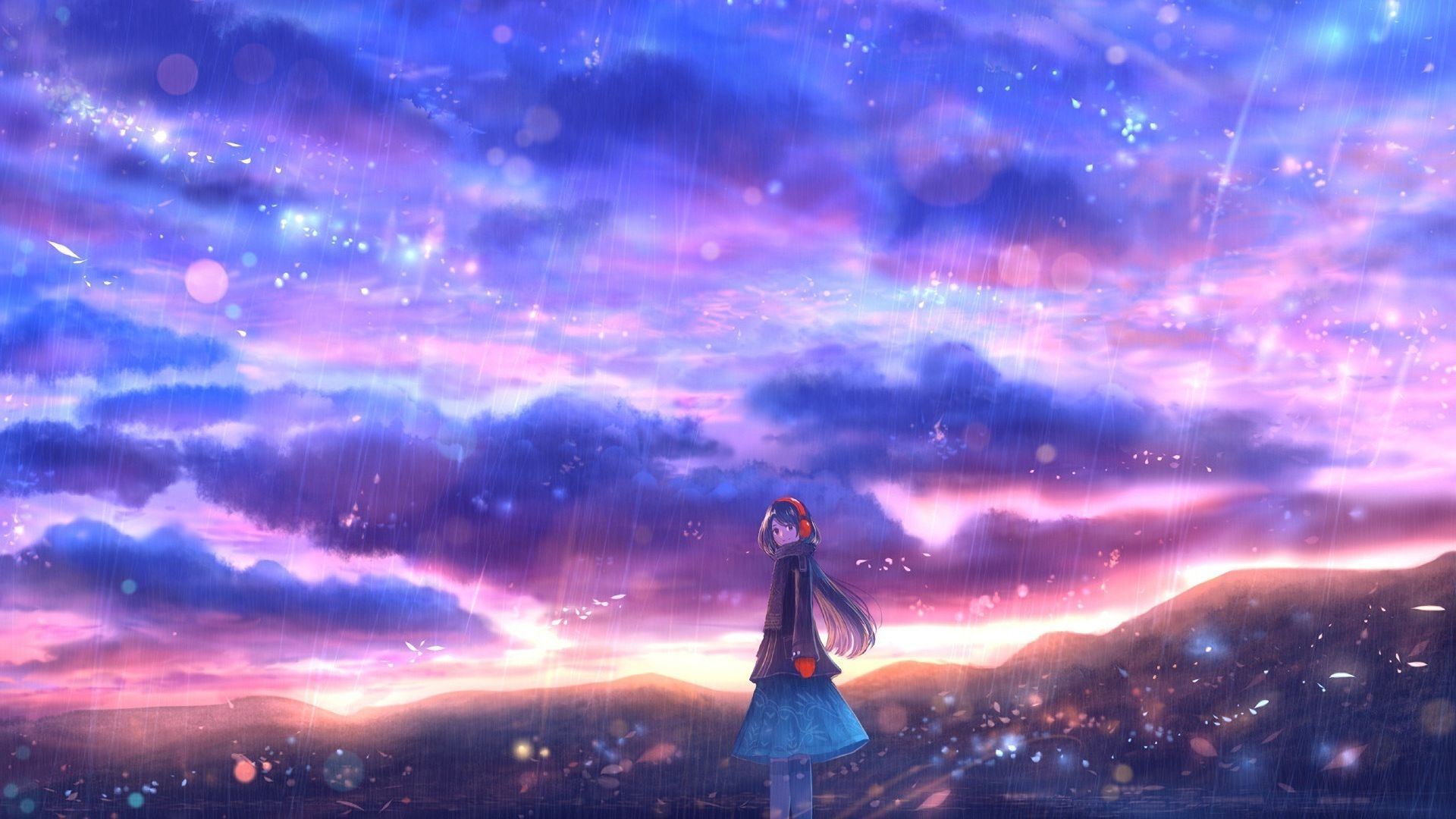 Rain, Clouds, Colorful, Sky, Anime Girl Wallpaper Day Anime Background HD Wallpaper