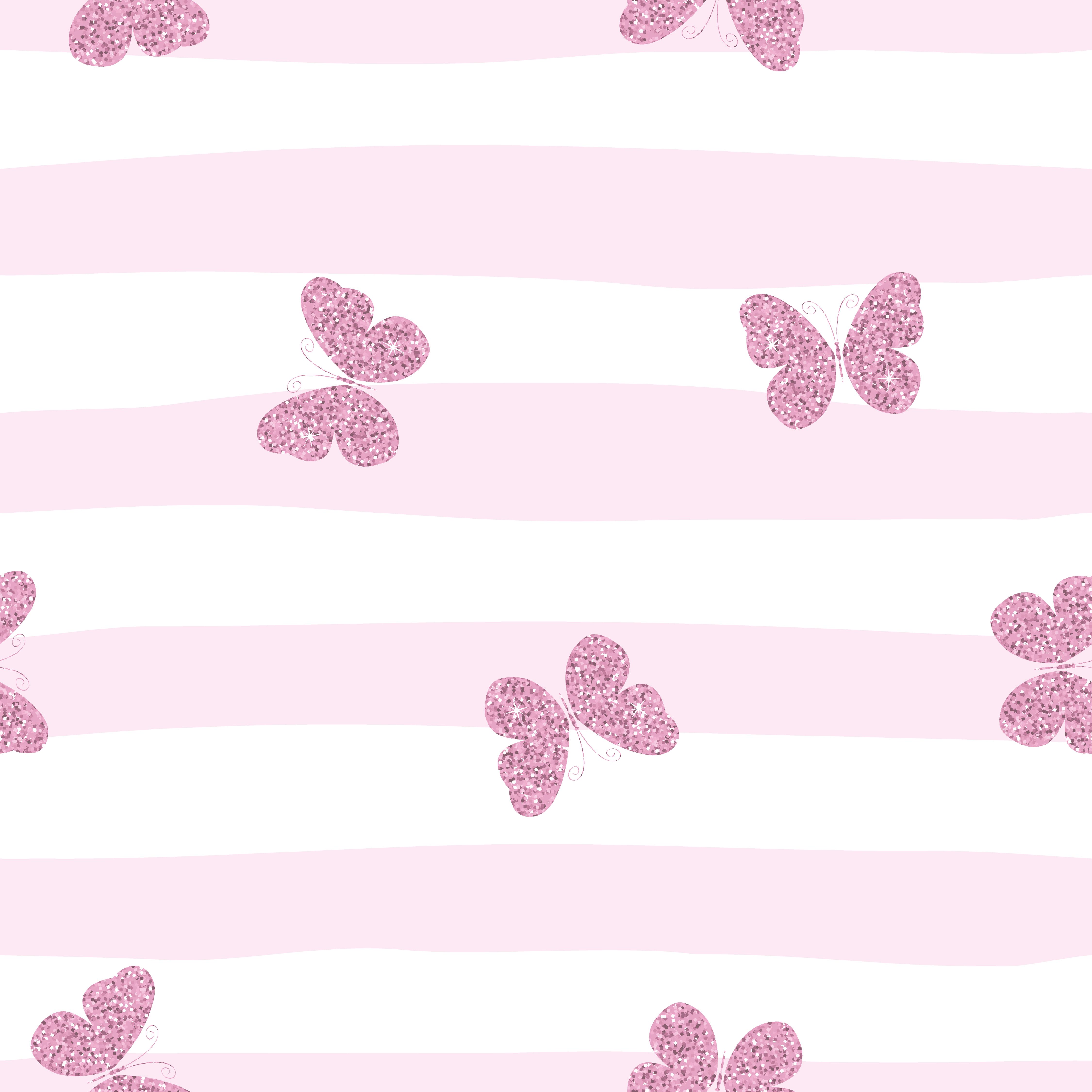 Purple pink glittering butterflies on striped background. Cute seamless pattern for girls. Free Vectors, Clipart Graphics & Vector Art