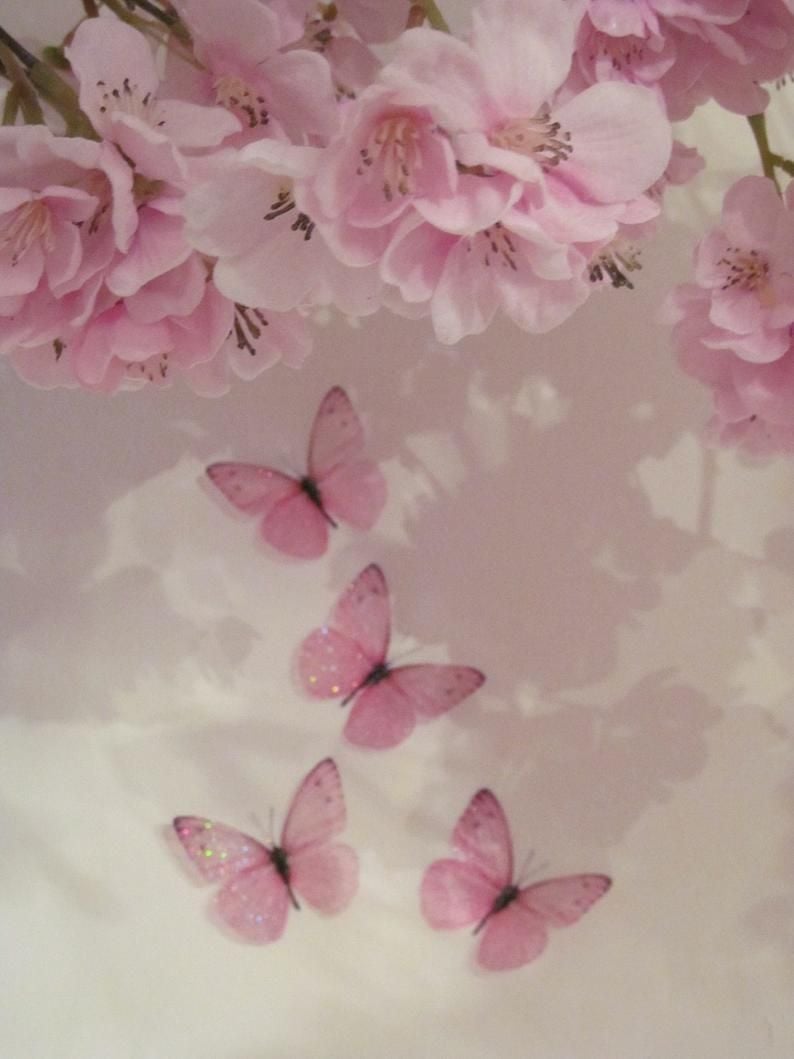 Sparkling Pink Girls Fairy Dust Bedroom 3D Flying Butterfly. Etsy. Butterfly wall art, Pastel pink aesthetic, 3D butterfly wall art