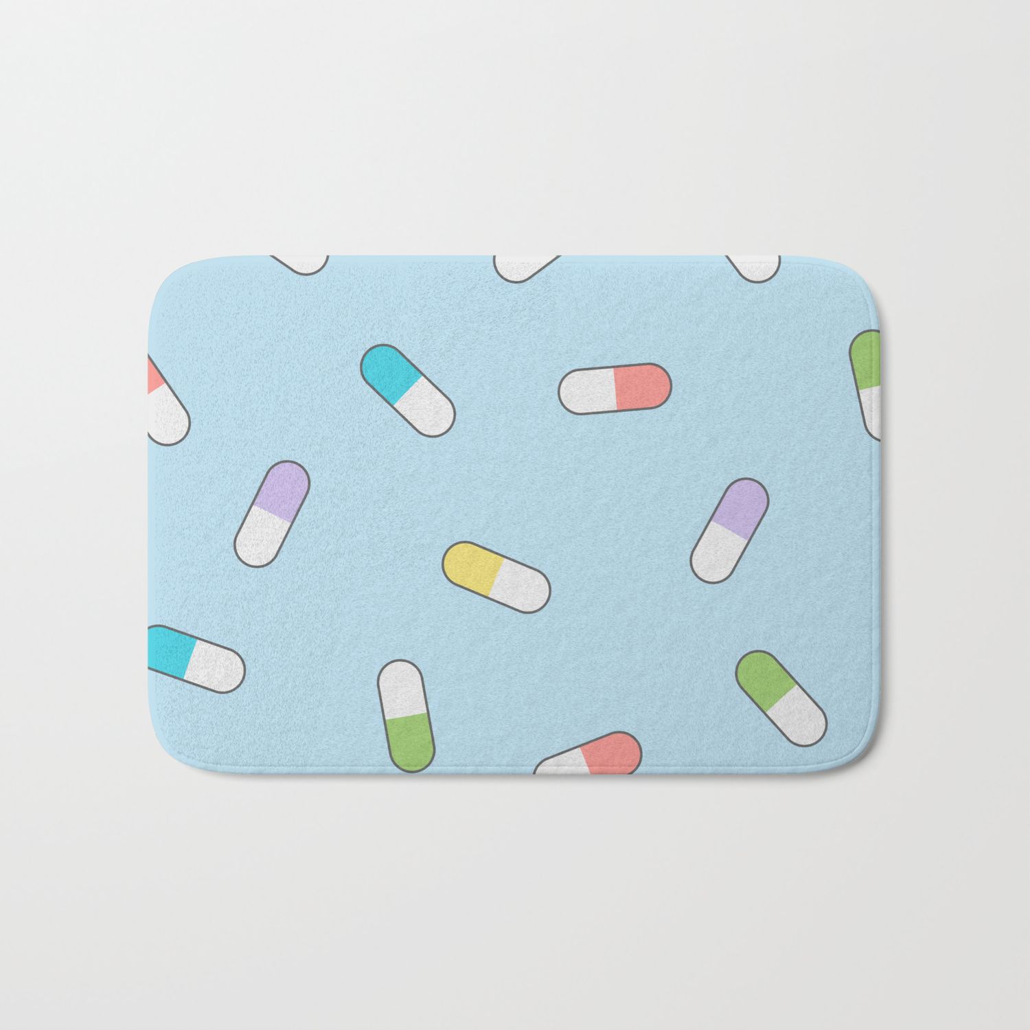 Kawaii Cute Pills Pattern Bath Mat