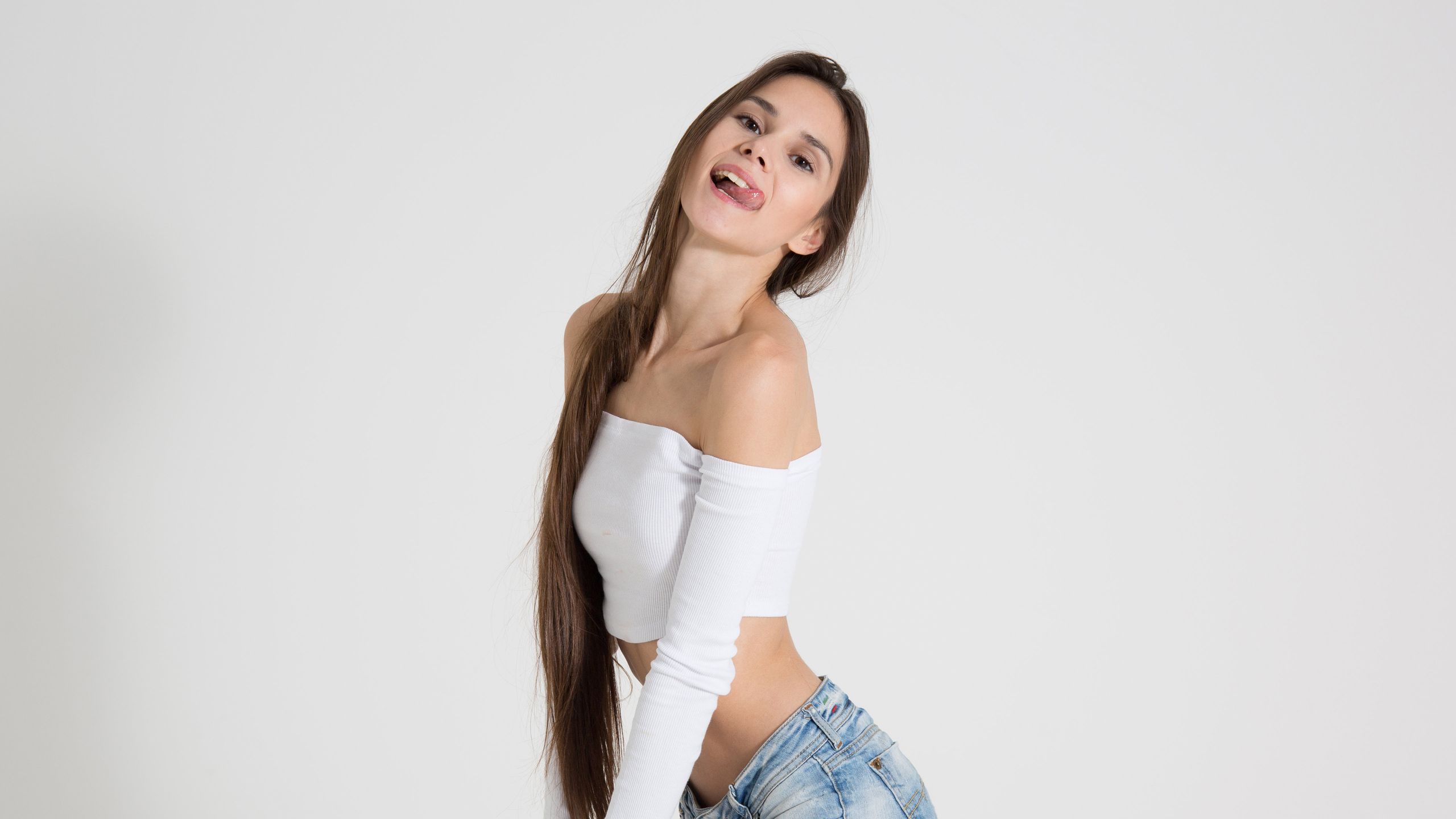 Cute Girl Tongue Out 1440P Resolution HD 4k Wallpaper, Image, Background, Photo and Picture