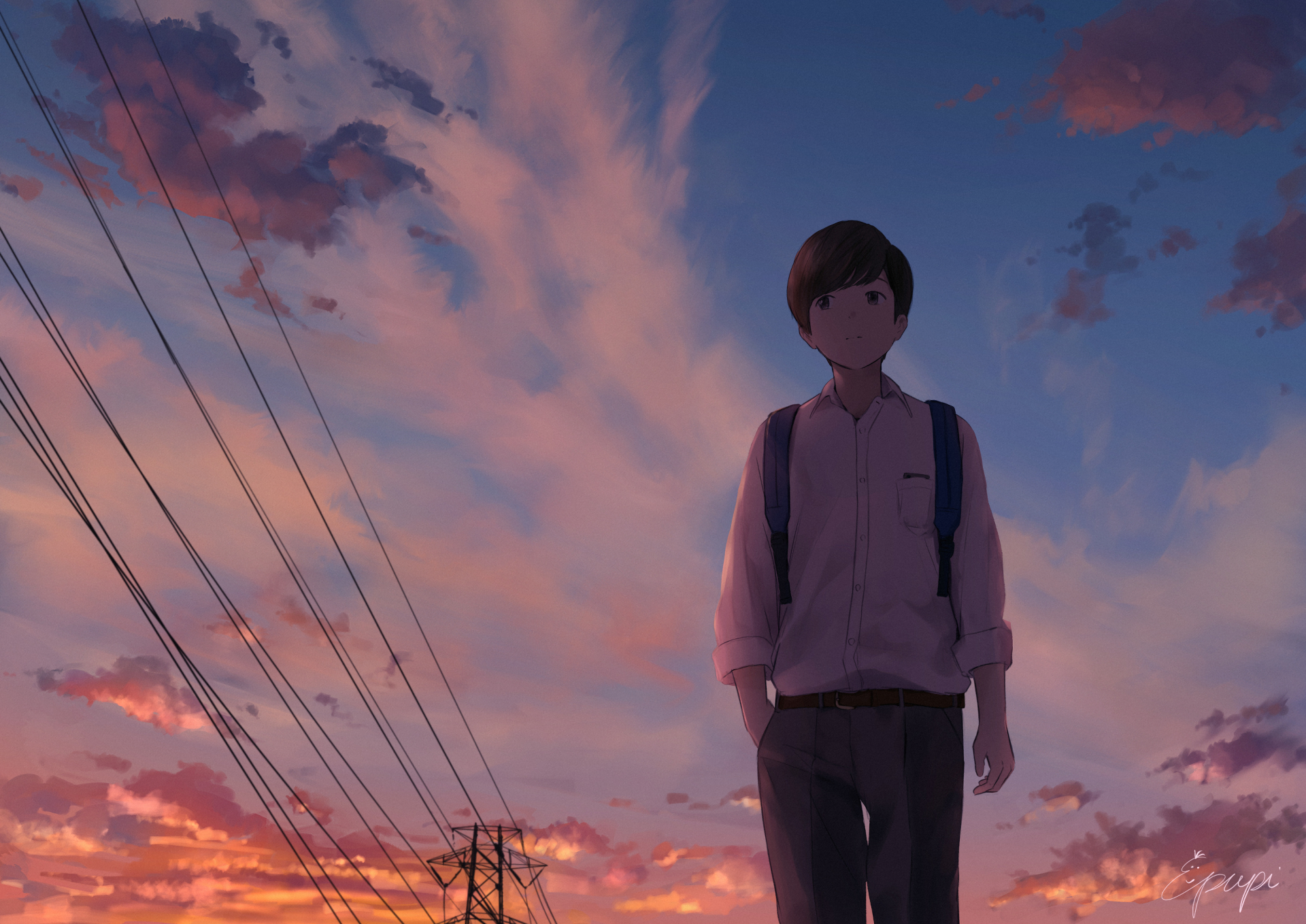 Anime Boy Sky Walking School Uniform Scenic Anime. Anime Boy, Sky Anime, Anime