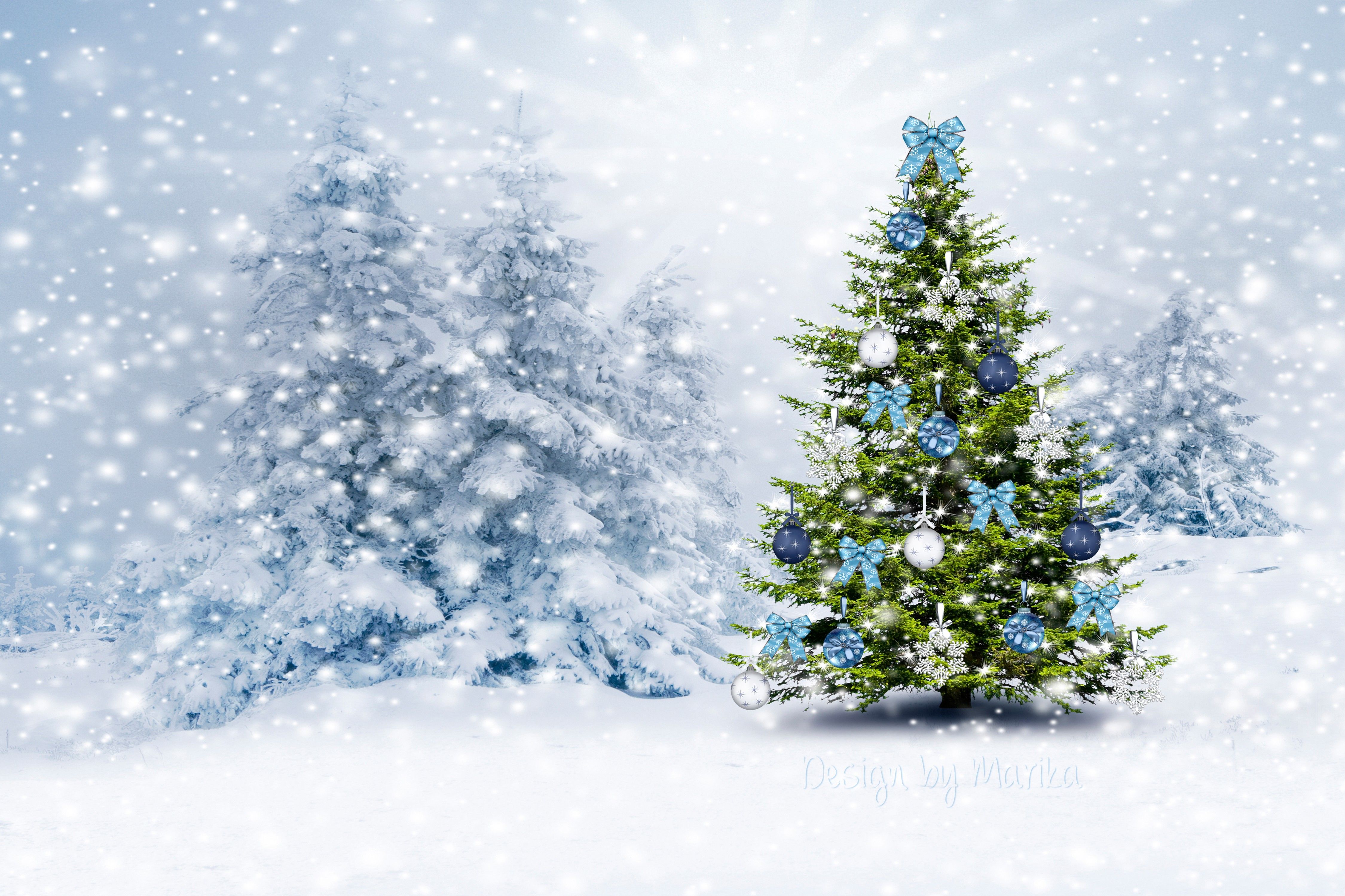 Christmas Tree Snow Desktop Wallpaper
