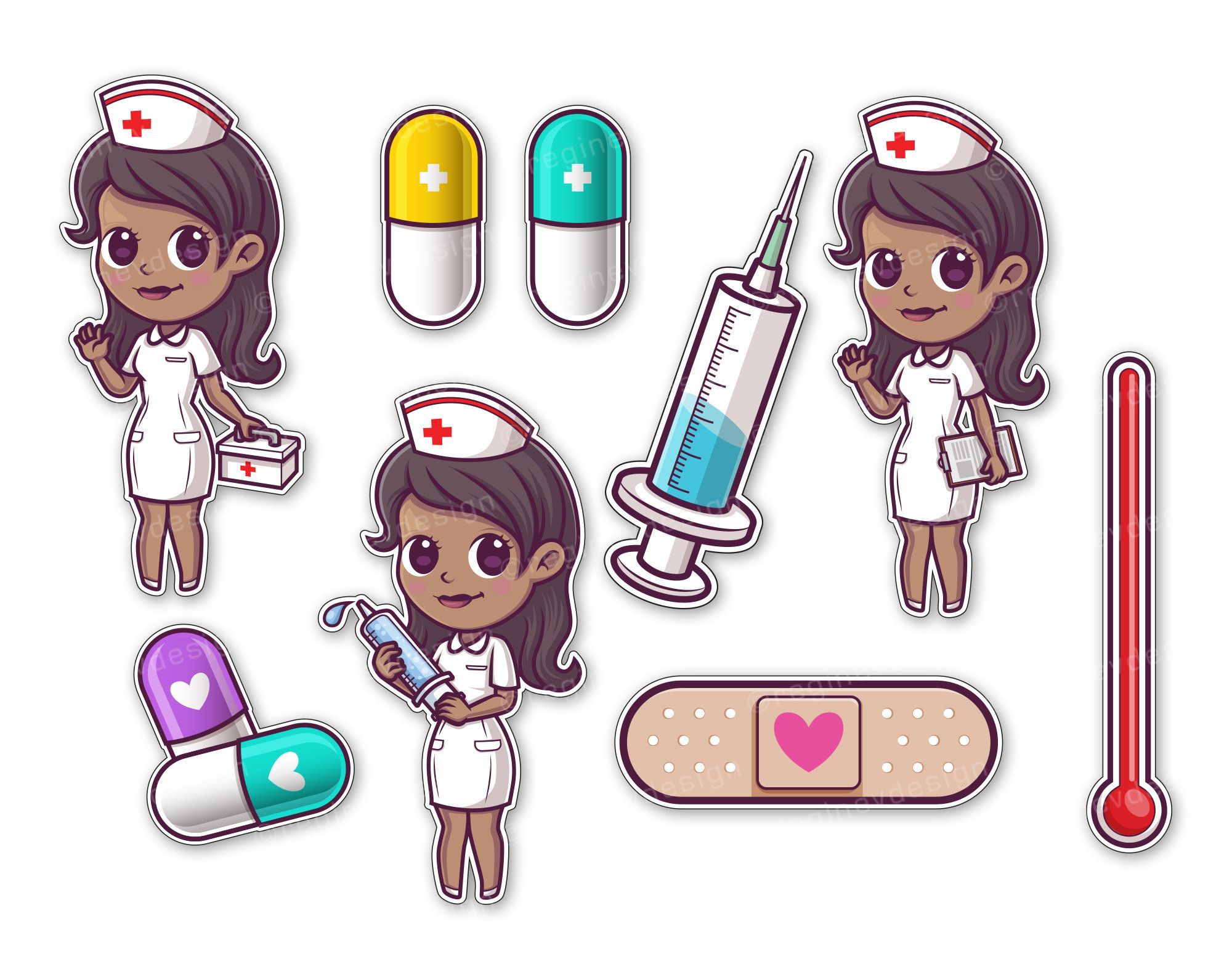 Cute Nurse and Hospital Clipart Hospital African American. Etsy. Cute nurse, Clip art, Hospital cartoon