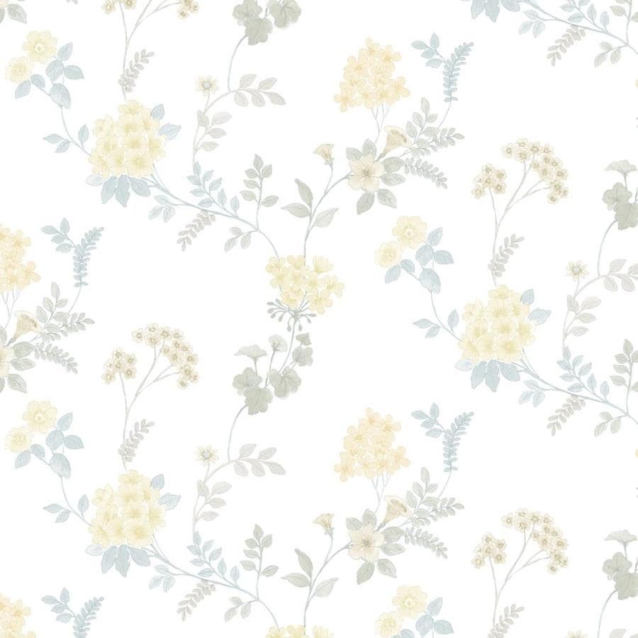 Norwall Flourish 55 Sq Ft Yellow, Daffodil, Turquoise, Blue Vinyl Floral Prepasted Soak And Hang Wallpaper In The Wallpaper Department At Lowes.com