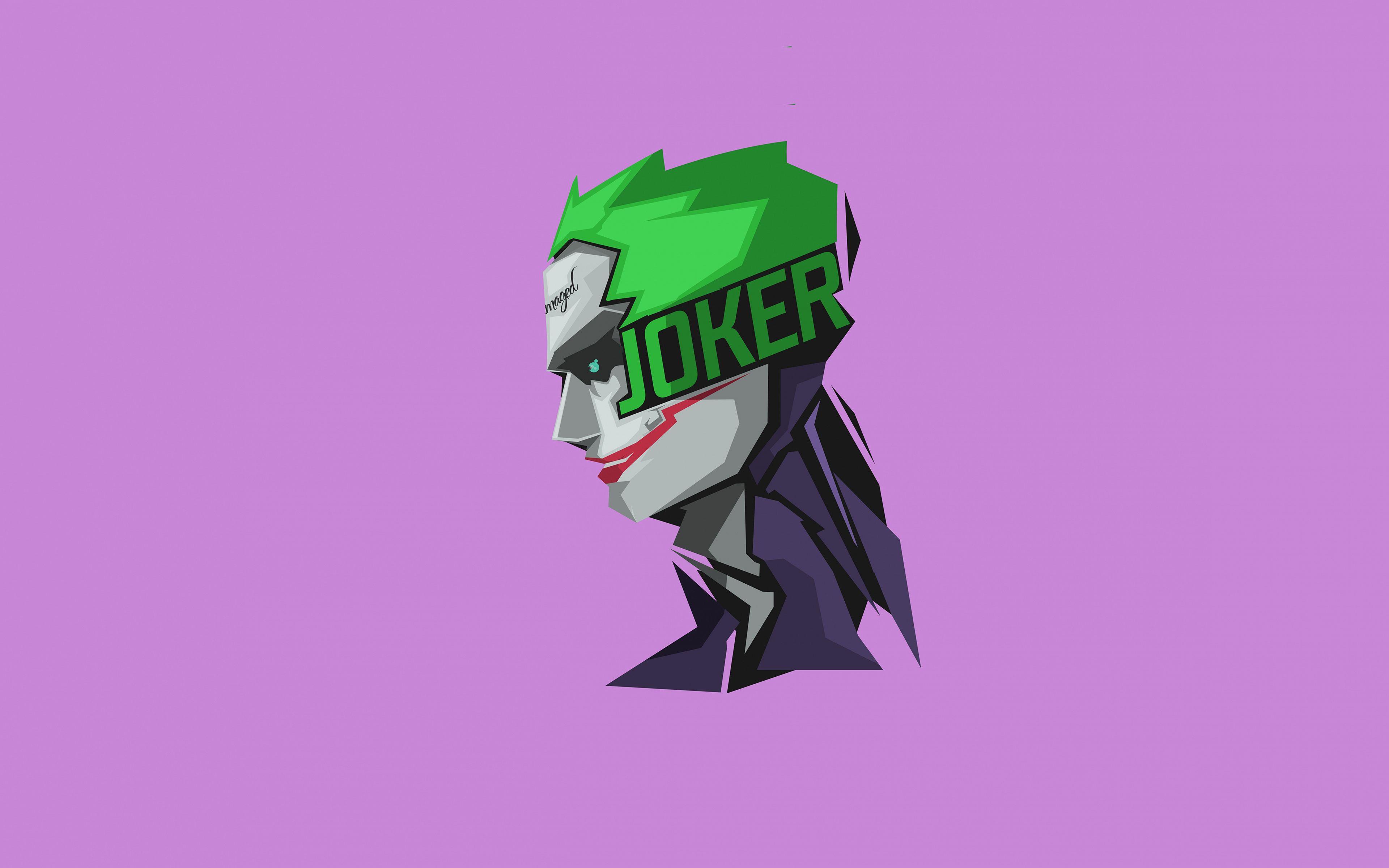 Download Joker, minimalism, artwork, villain wallpaper, 3840x2400, 4K Ultra HD 16:10, Widescreen