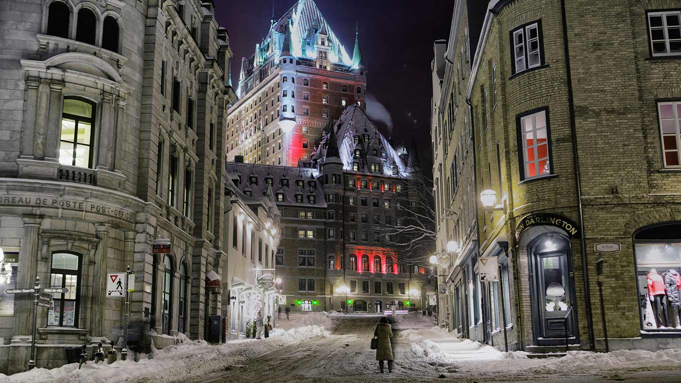 Le Chateau Frontenac after a snow storm, Quebec City, Canada
