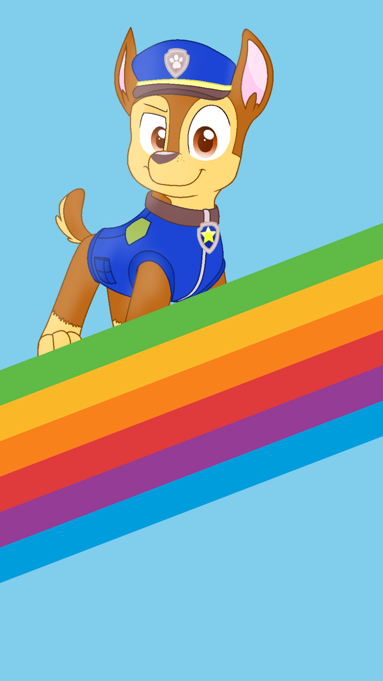 Apple iPhone Wallpaper: Chase Rainbow Stripe. Paw patrol characters, Chase paw patrol, Paw