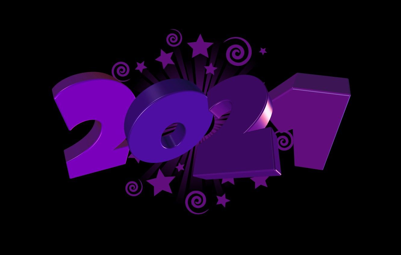 Wallpaper purple, spiral, holiday, new year, figures, black background, stars, date - for desktop, section новый год