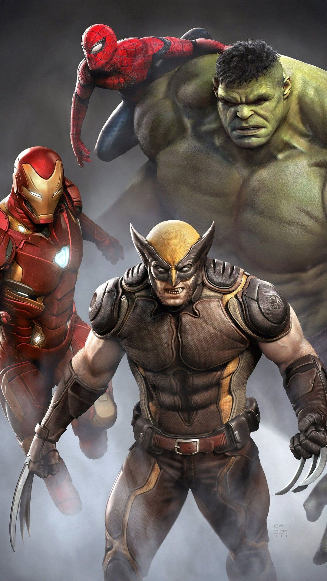 Wolverine, Ironman, Hulk, and Spiderman. Marvel comics superheroes, Marvel superheroes, Marvel comic universe