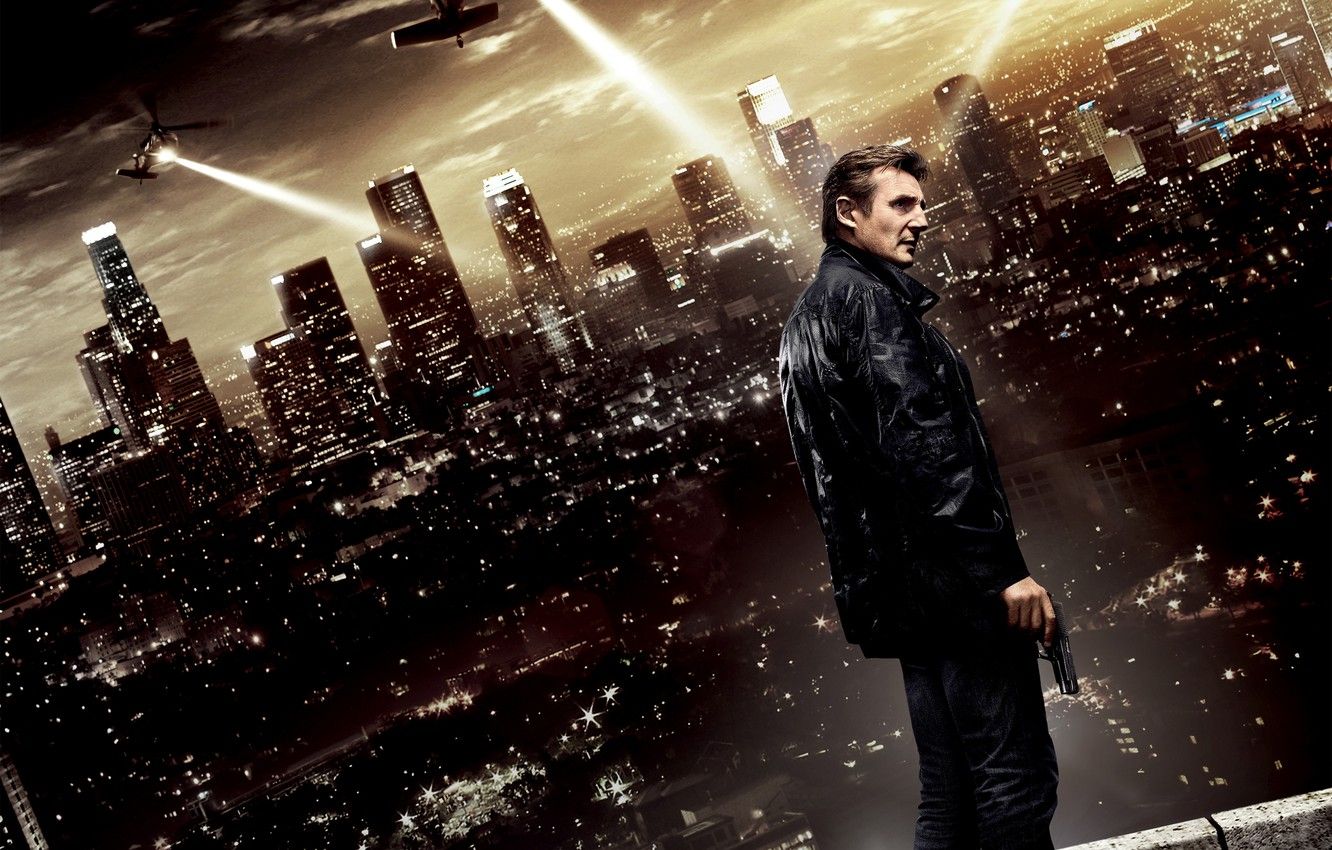 Wallpaper City, Fox, Action, Night, with, Los Angeles, California, Wallpaper, Guns, 20th, Year, Weapons, 20th Century Fox, Liam Neeson, Man, Movie image for desktop, section фильмы