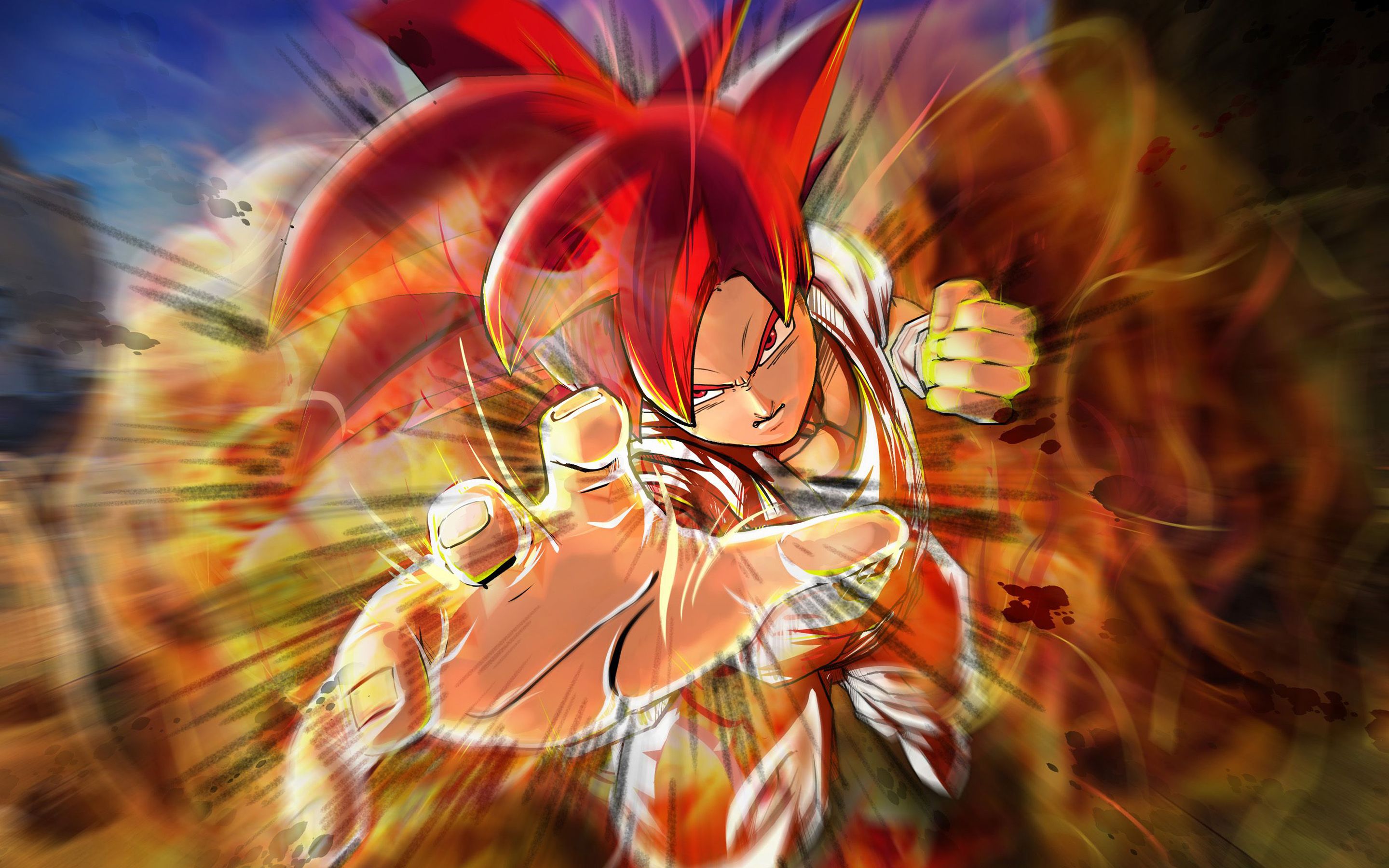 Download wallpaper Son Goku, 4k, Dragon Ball Z, Red Super Saiyan God, Goku Red Hair, manga, DBZ, Red Son Goku, Dragon Ball for desktop with resolution 2880x1800. High Quality HD picture wallpaper
