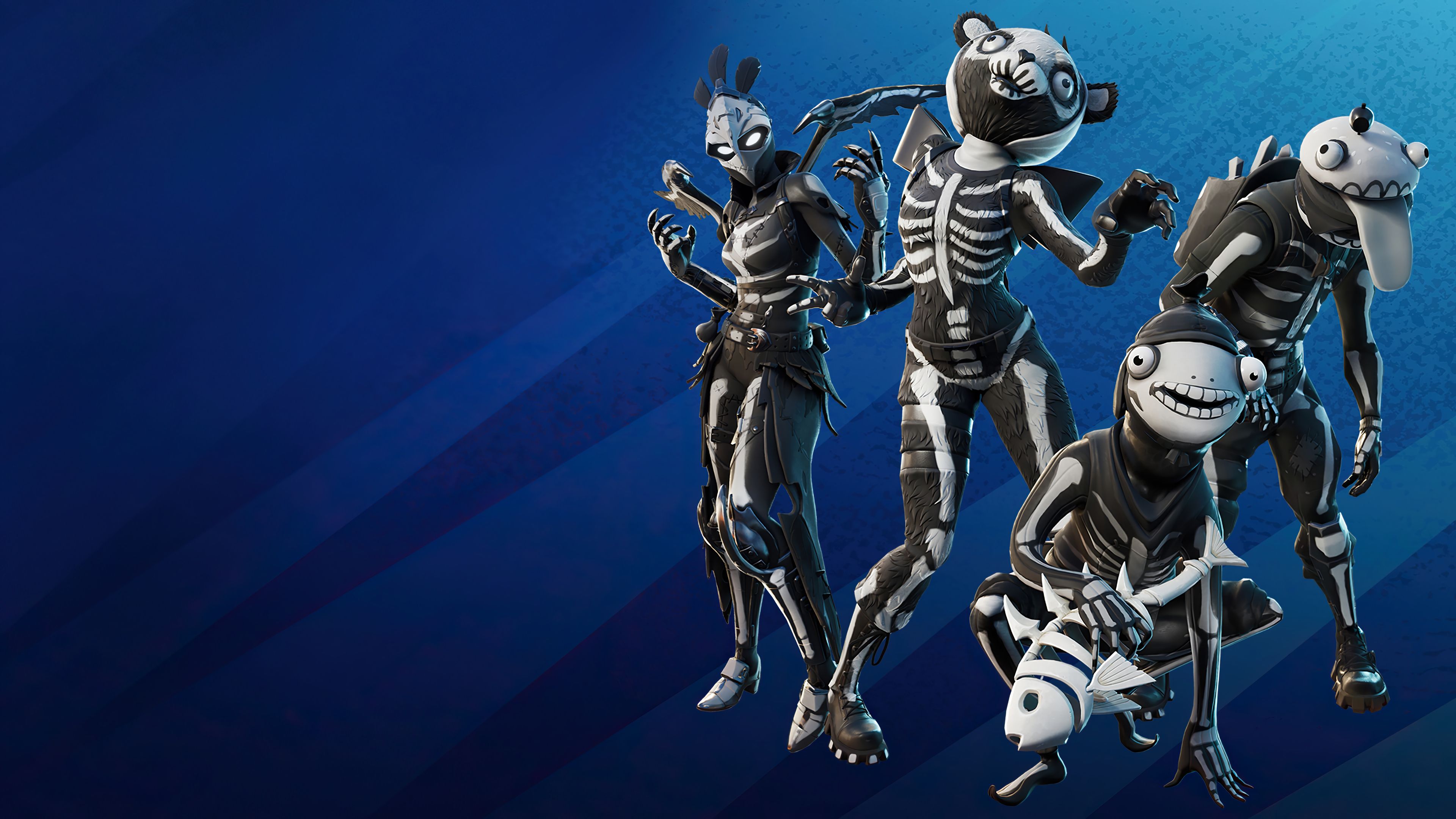 Fortnite Skull squad pack skins Halloween outfits Wallpaper 4k Ultra HD