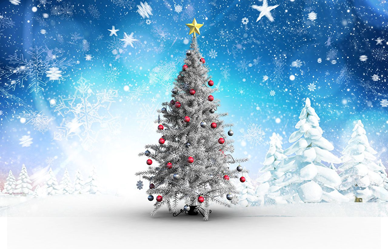 Desktop Wallpaper Christmas Snowflakes Christmas tree Snow Balls