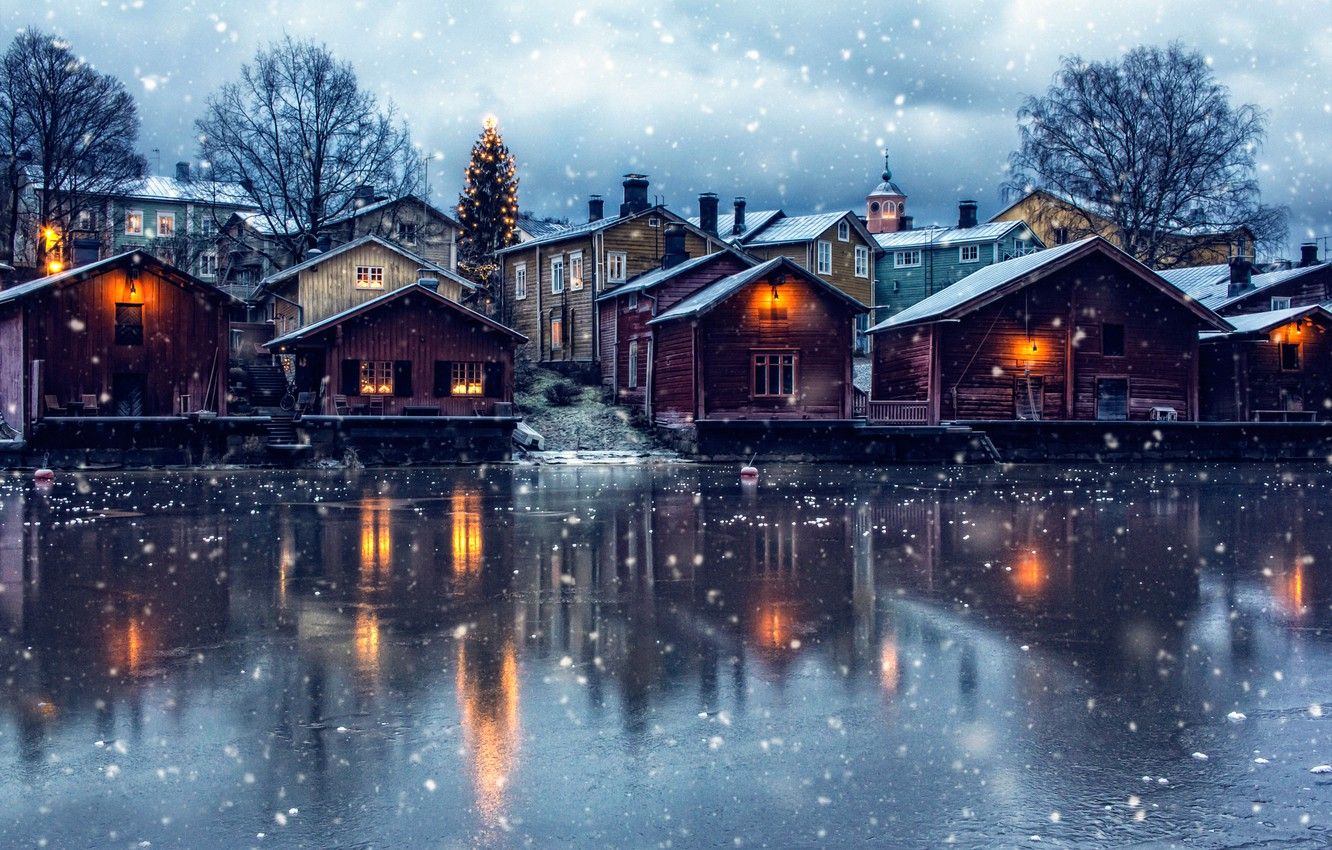 Wallpaper snow, home, tree, Finland, Winter magic, Porvoo image for desktop, section город