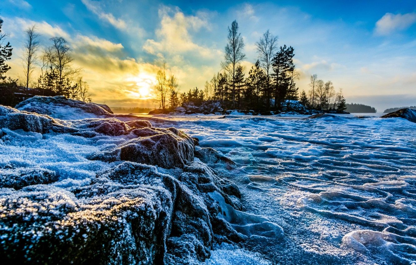Финляндия озера зима
