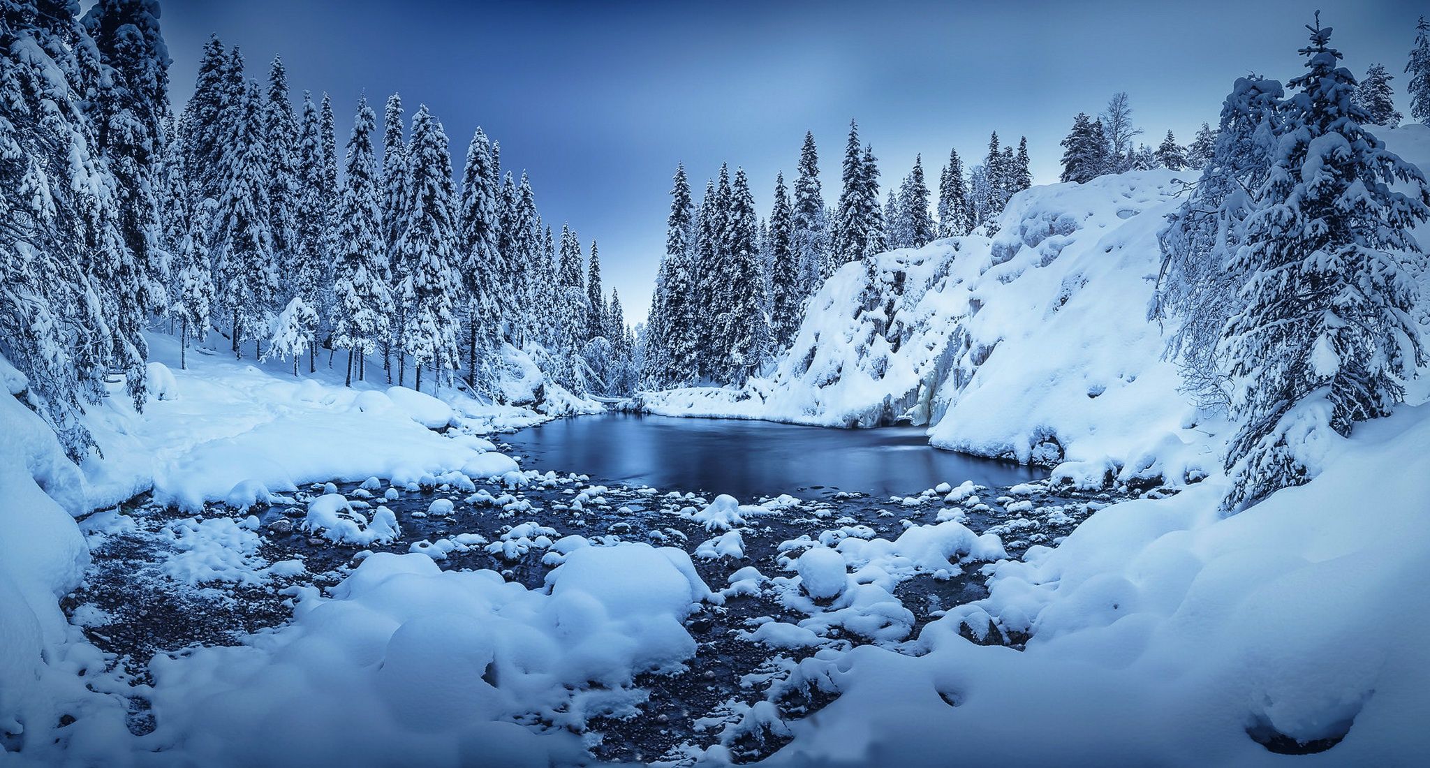 Finland, Nature, River, Snow, Winter Wallpaper