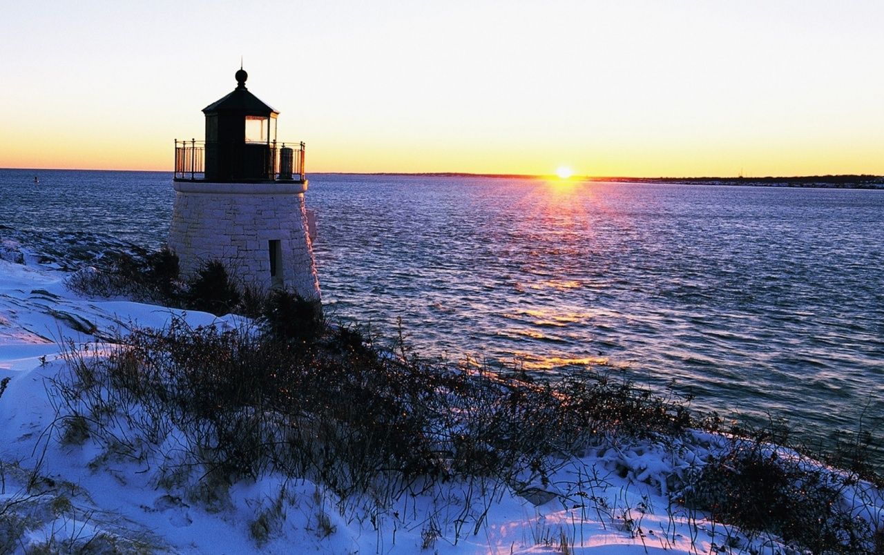 Light House Sun Ocean Winter wallpaper. Light House Sun Ocean Winter