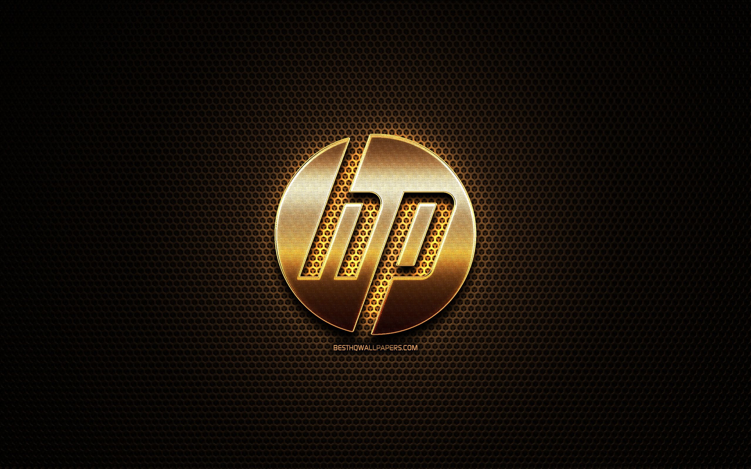 Download Wallpaper HP Glitter Logo, Hewlett Packard, Metal Grid Background, HP 3D Logo, Brands, HP For Desktop With Resolution 2560x1600. High Quality HD Picture Wallpaper