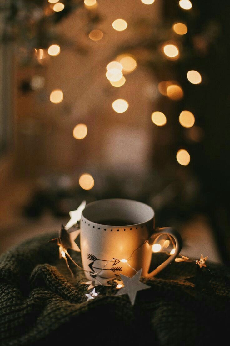 Cozy ☕ #coffee #tea #teacups #coffeecups #lights #stringlights #cozyhomes. Christmas wallpaper, Christmas aesthetic, Beautiful wallpaper