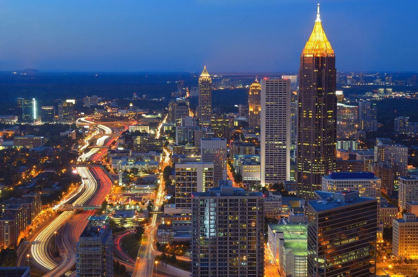 Atlanta City Skyline. HD Wallpaper and Download Free Wallpaper. Atlanta skyline, Cool places to visit, Atlanta city