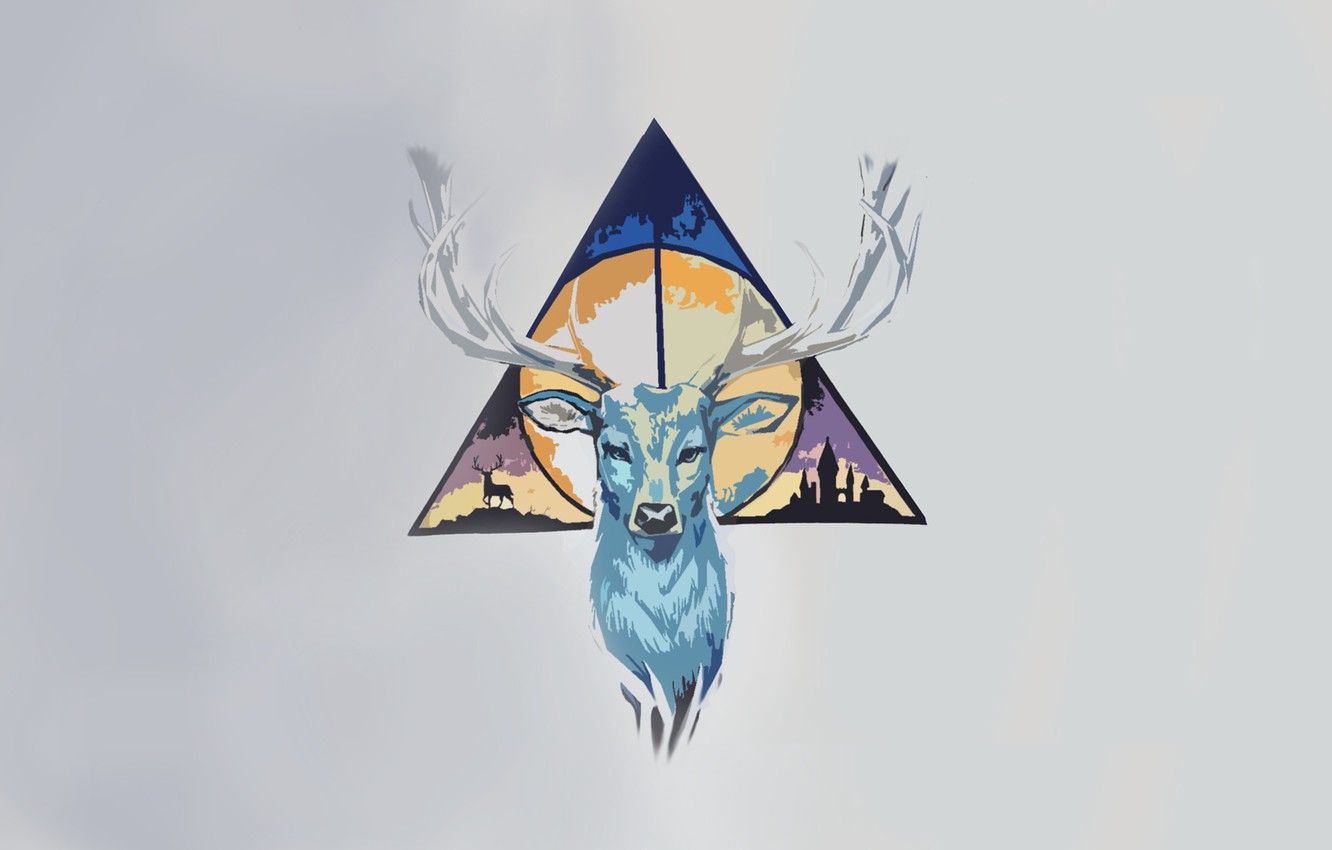 Wallpaper minimalism, deer, triangle, Harry Potter, the deathly Hallows image for desktop, section минимализм