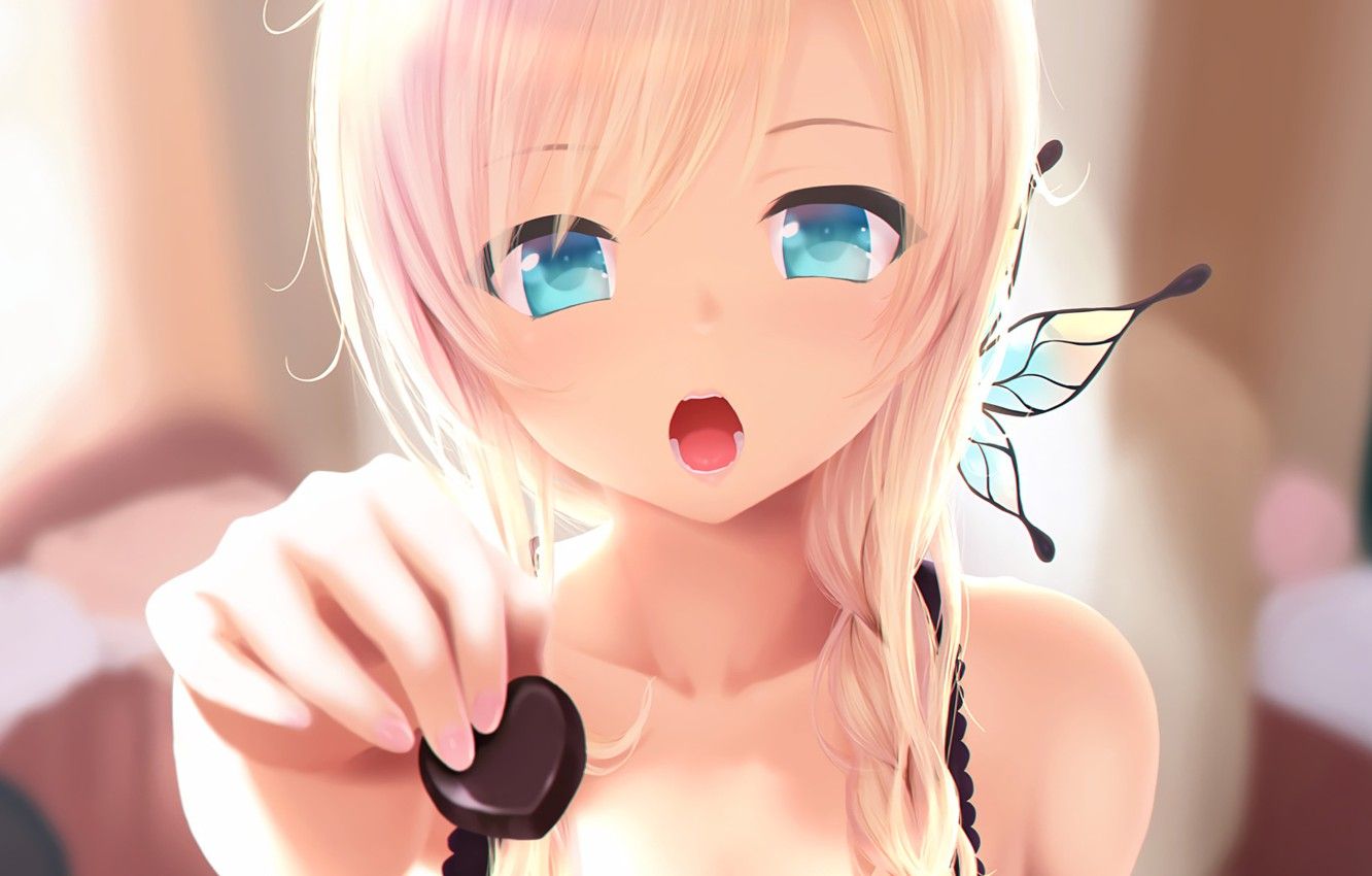 Wallpaper girl, candy, anime, barrette, art, boku wa tomodachi ga sukunai, kashiwazaki sena, cait image for desktop, section прочее
